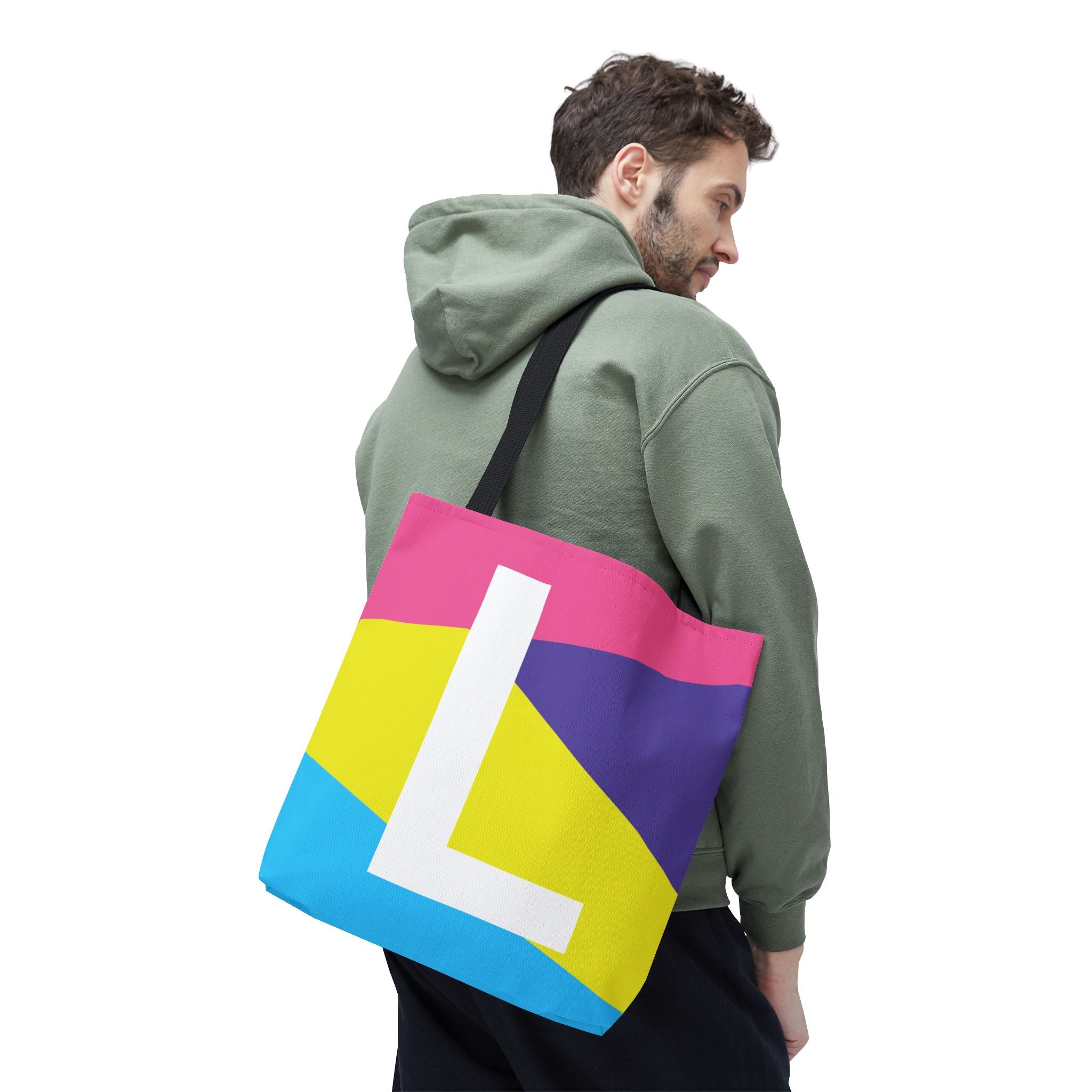 Monogram 'L' Colorblock Tote Bag — Personalized Initial L Shoulder Tote