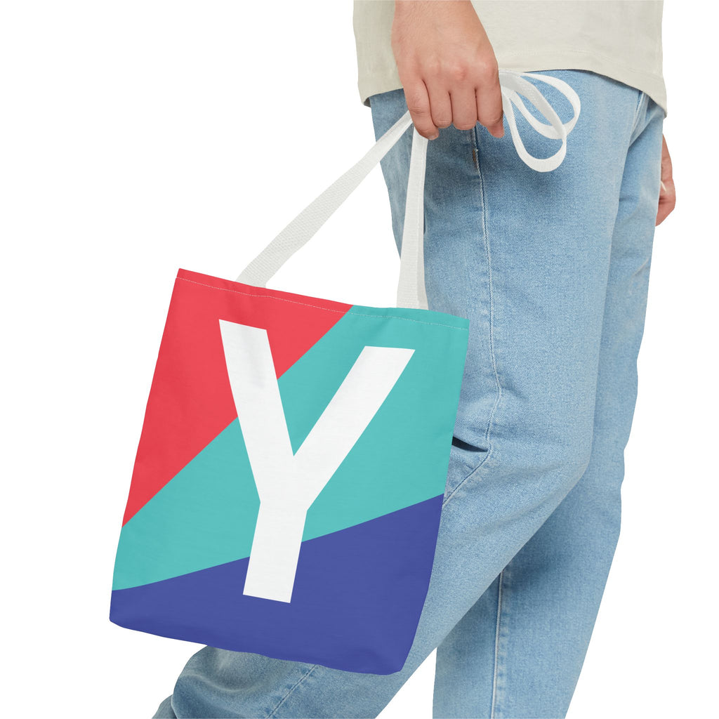 Monogram 'Y' Colorblock Tote Bag — Personalized Initial Y Shoulder Tote
