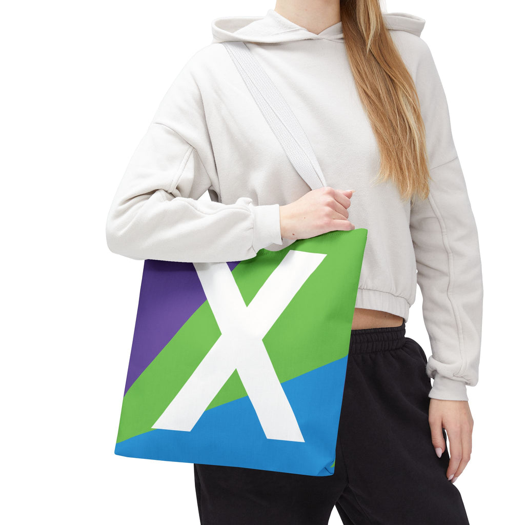 Monogram 'X' Colorblock Tote Bag — Personalized Initial X Shoulder Tote