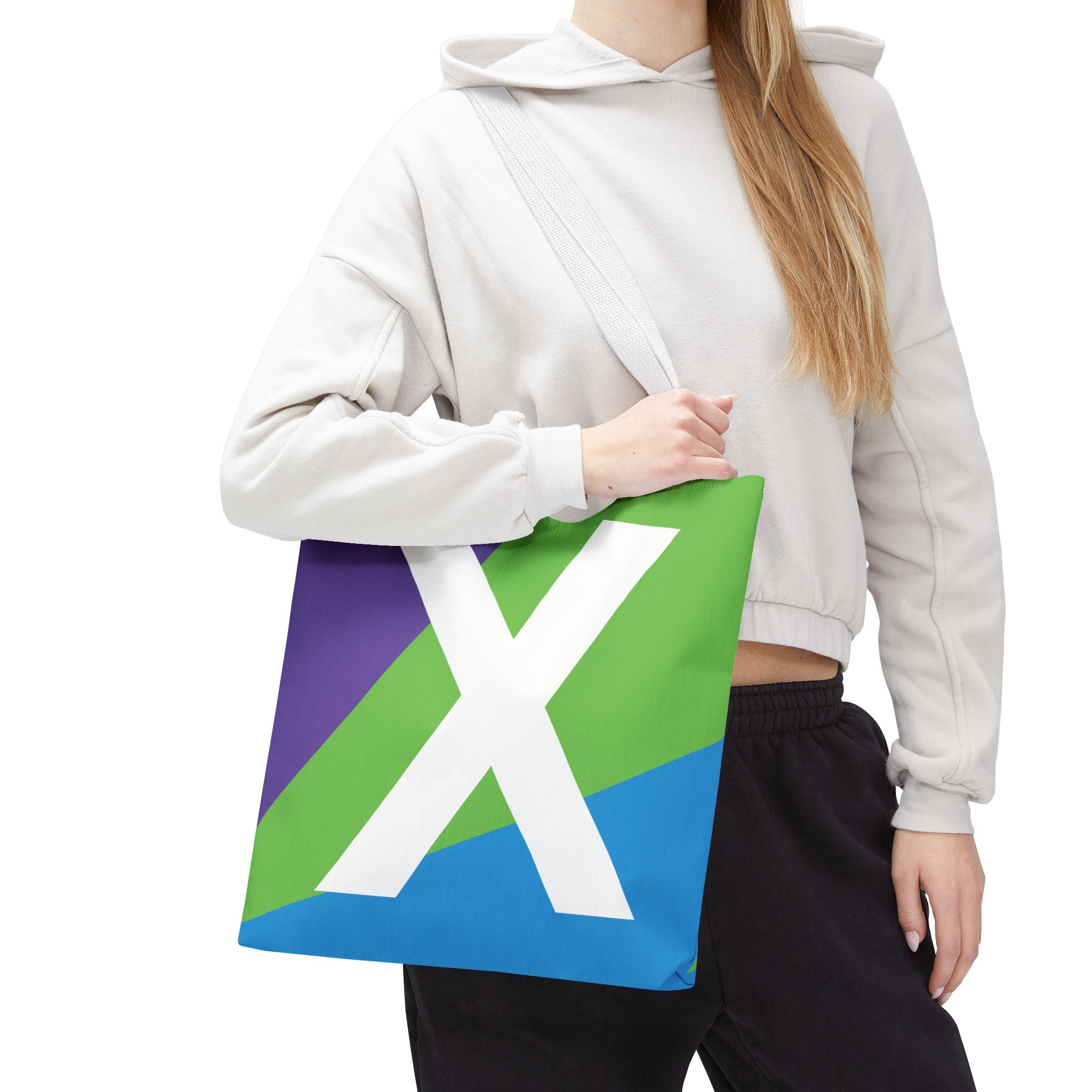 Monogram 'X' Colorblock Tote Bag — Personalized Initial X Shoulder Tote