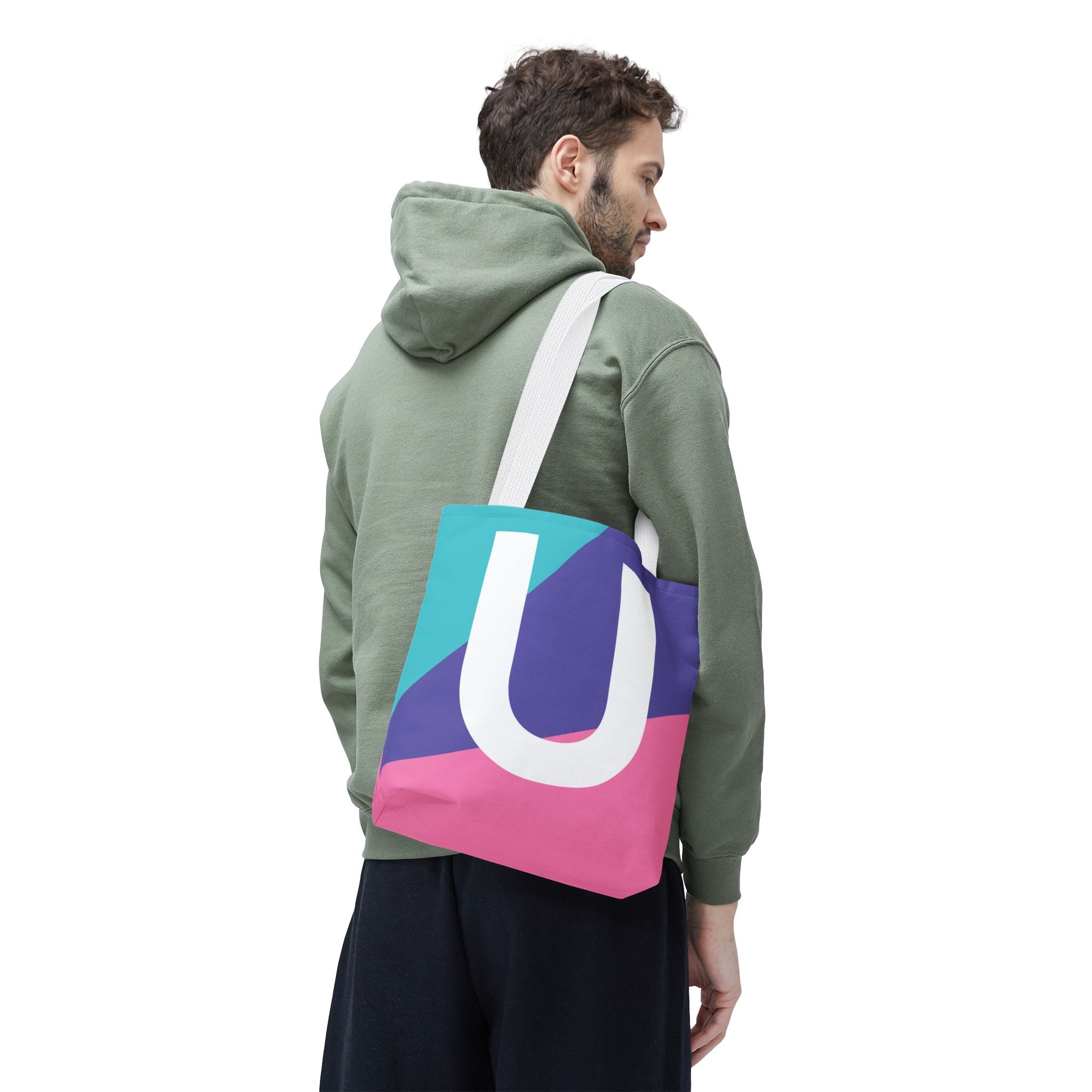 Monogram 'U' Colorblock Tote Bag — Personalized Initial U Shoulder Tote