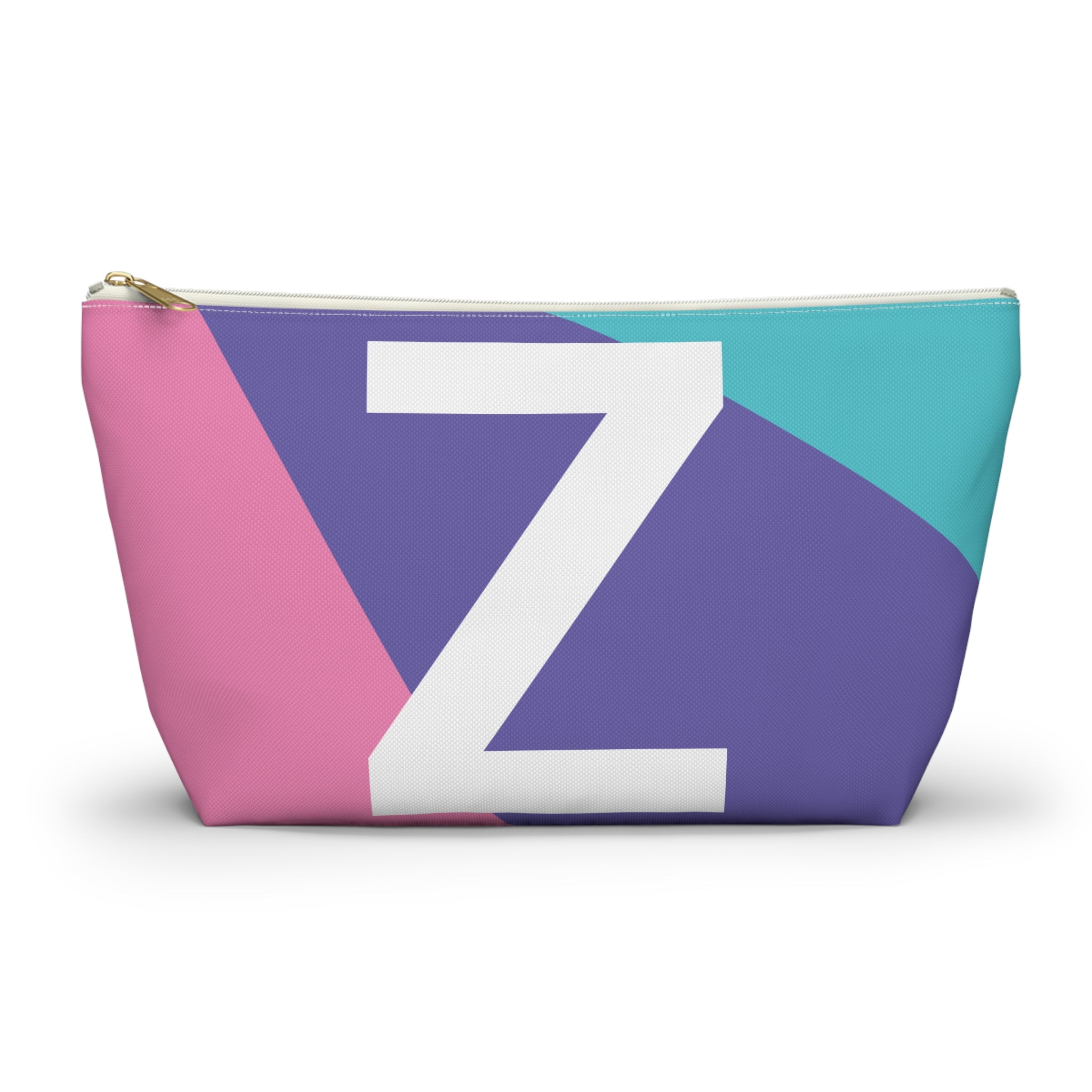 Initials Colorblock Accessory Pouch — Monogram Z T-Bottom Cosmetic Bag