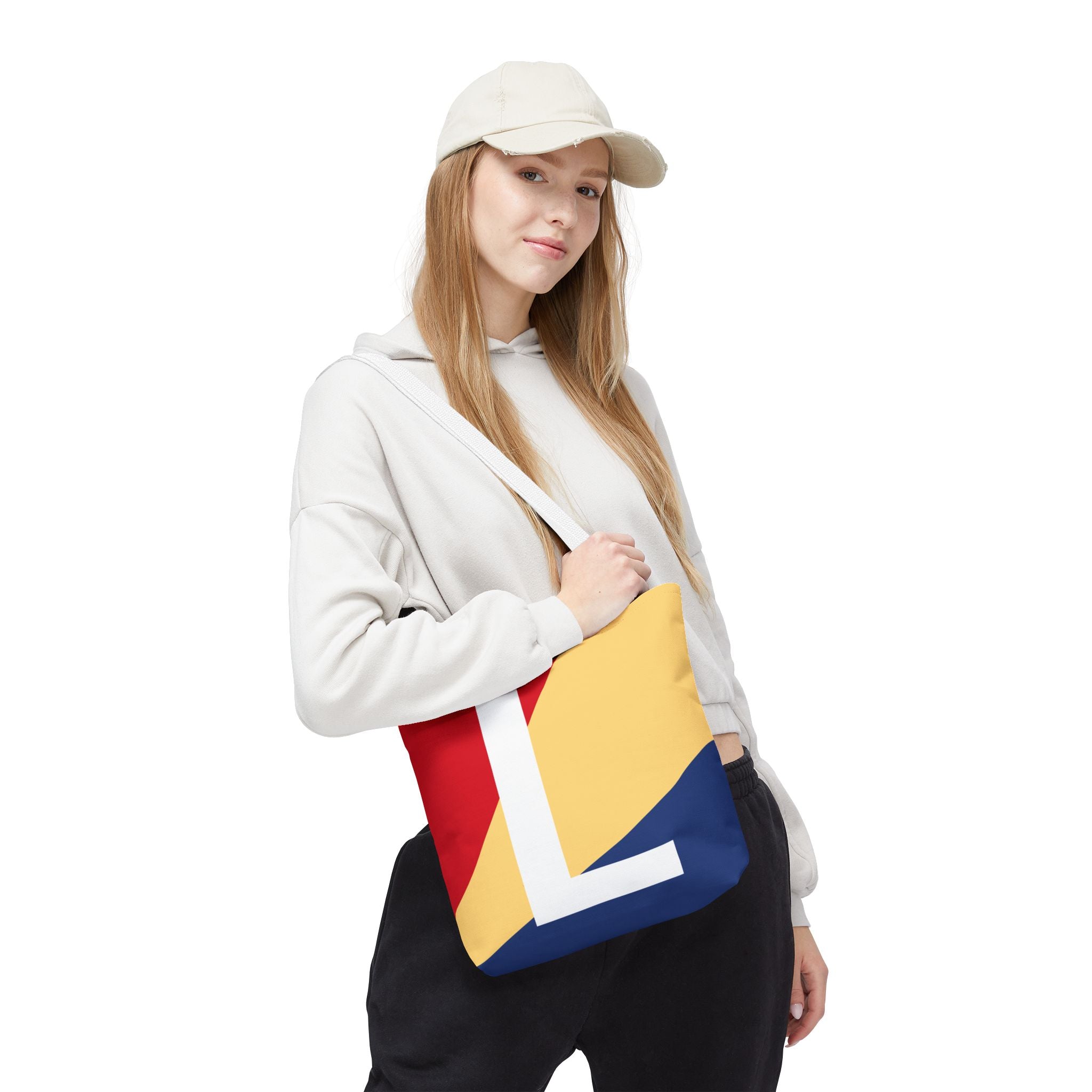 Monogram 'L' Colorblock Tote Bag — Personalized Initial L Shoulder Tote