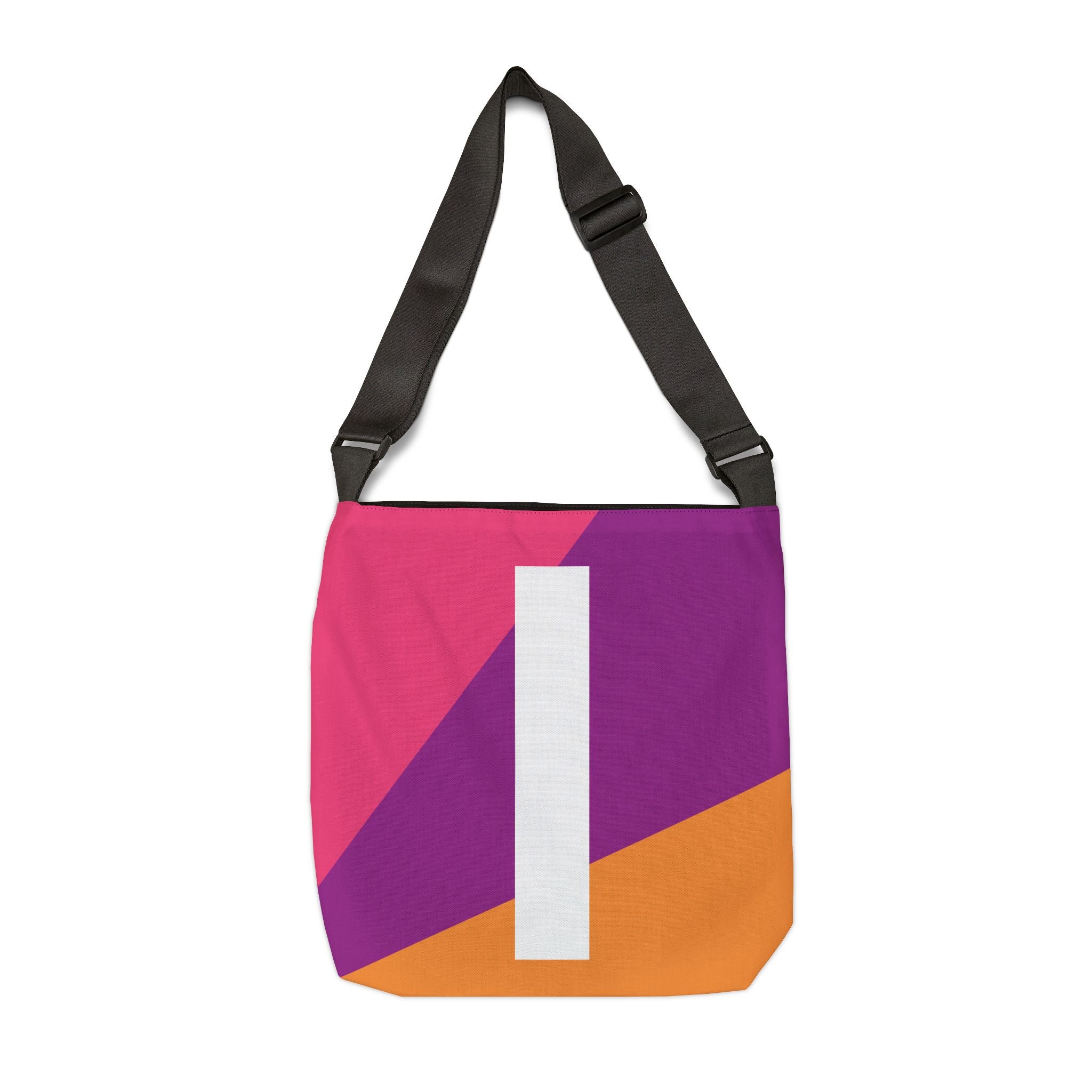 Initial Letter 'I' Colorblock Adjustable Tote Bag — Monogram Alphabet Shoulder Bag