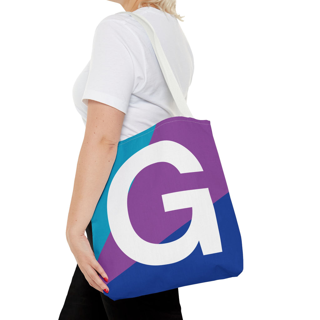 Monogram 'G' Colorblock Tote Bag — Personalized Initial G Shoulder Tote
