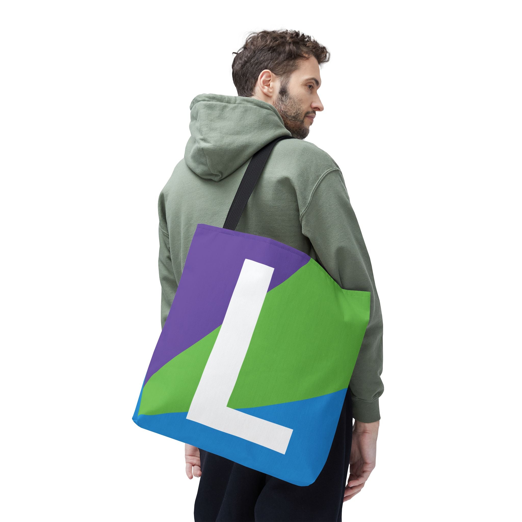 Monogram 'L' Colorblock Tote Bag — Personalized Initial L Shoulder Tote