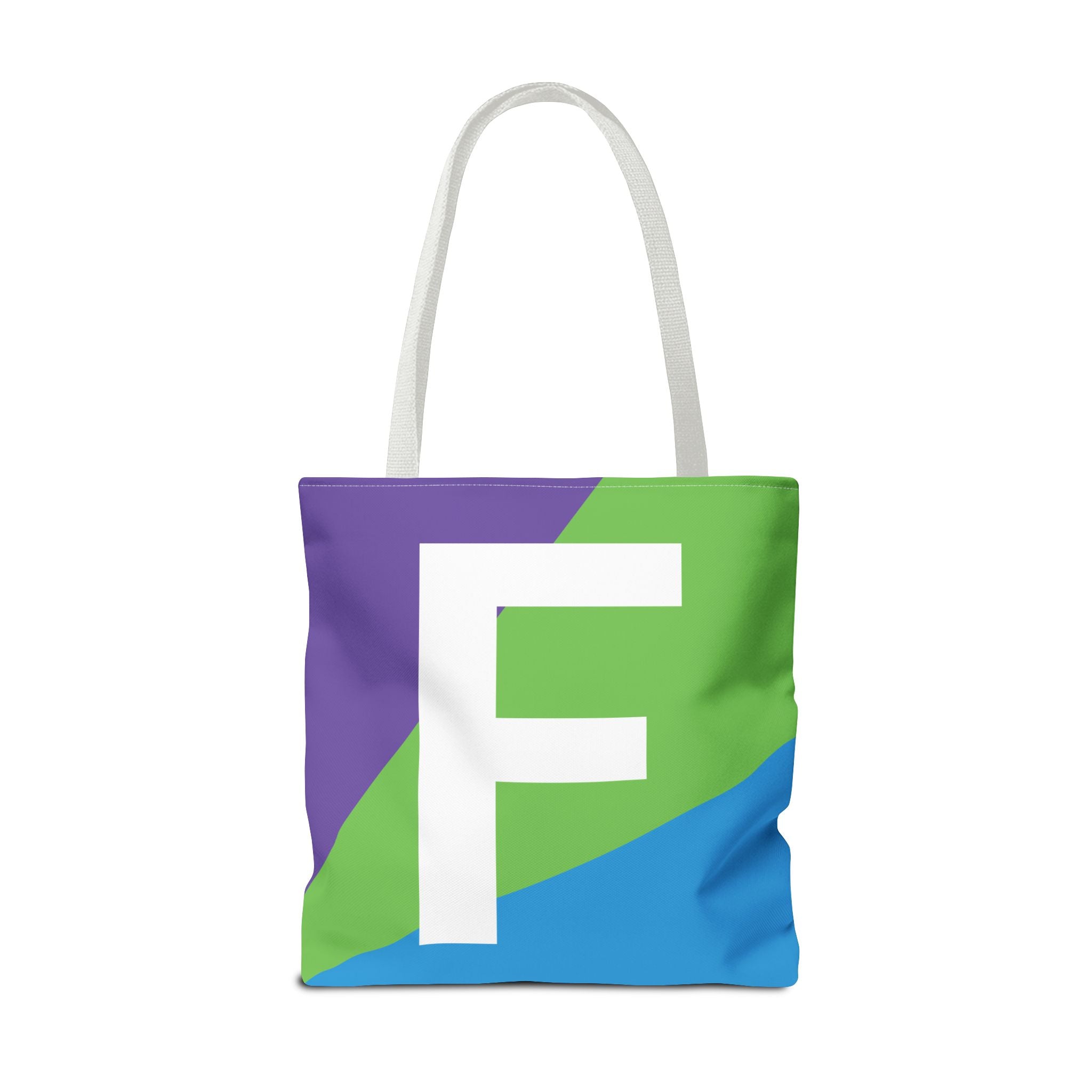 Monogram 'F' Colorblock Tote Bag — Personalized Initial F Shoulder Tote