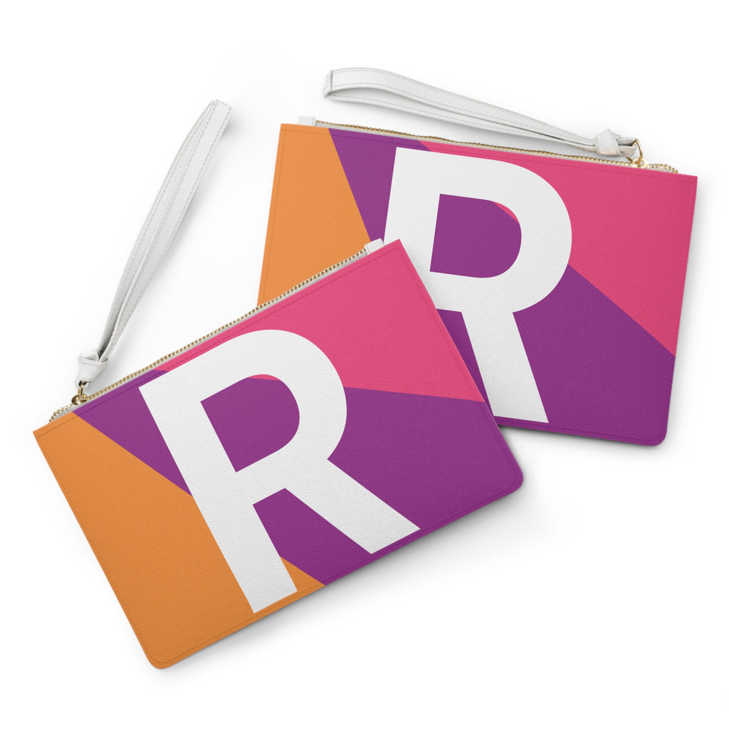 Monogram 'R' Colorblock Clutch Bag — Bold Geometric Wristlet for Everyday & Gifts