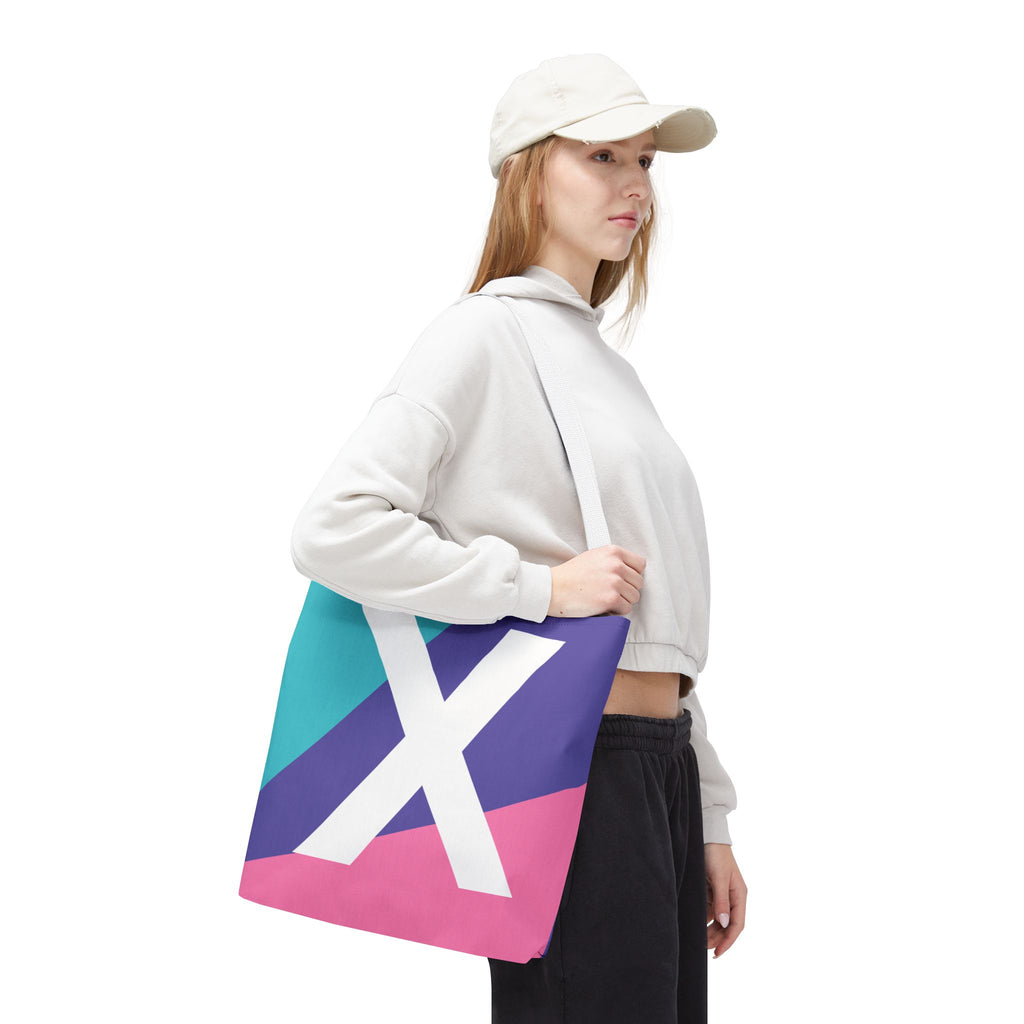 Monogram 'X' Colorblock Tote Bag — Personalized Initial X Shoulder Tote