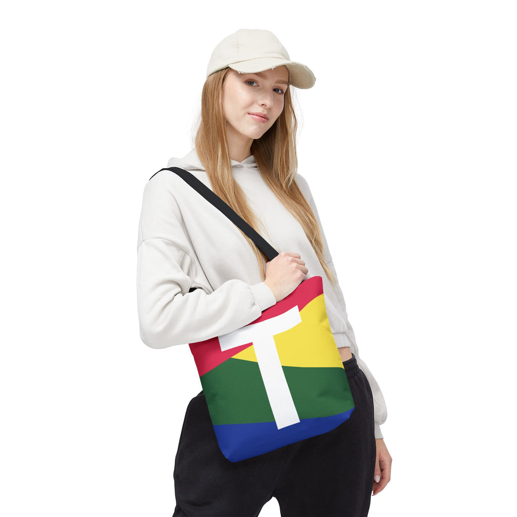 Monogram 'T' Colorblock Tote Bag — Personalized Initial T Shoulder Tote