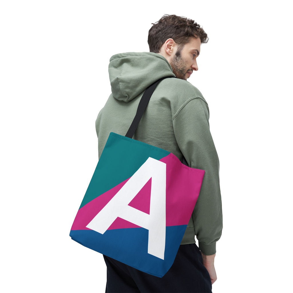 Monogram 'A' Colorblock Tote Bag — Personalized Initial A Shoulder Tote