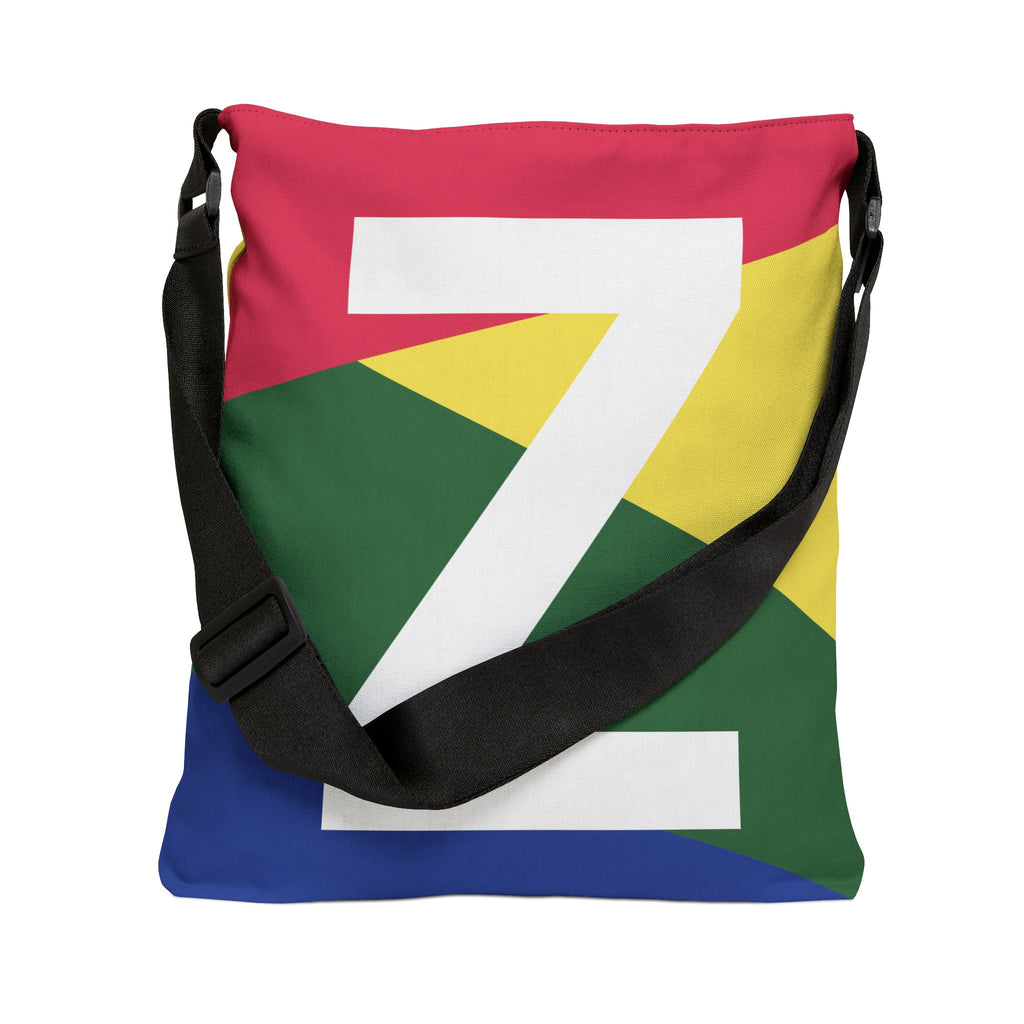 Initial Letter 'Z' Colorblock Adjustable Tote Bag — Monogram Alphabet Shoulder Bag