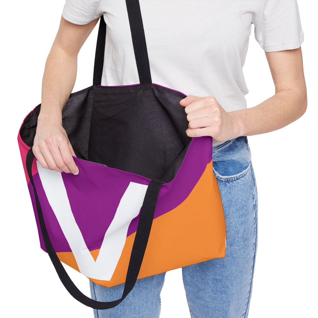 Personalized 'V' Colorblock Tote Bag — Monogram Weekender Tote