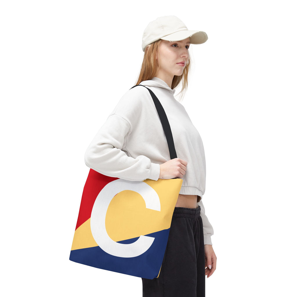 Monogram 'C' Colorblock Tote Bag — Personalized Initial C Shoulder Tote