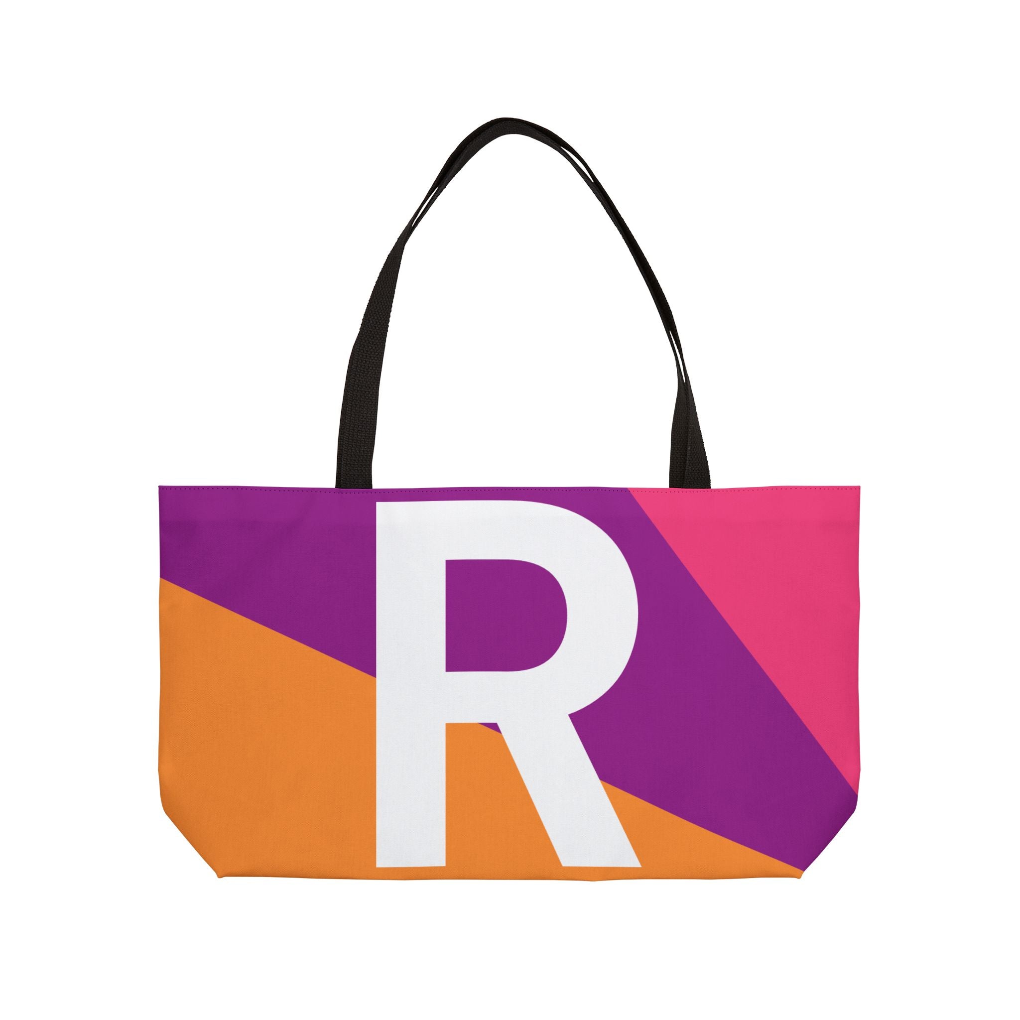 Personalized 'R' Colorblock Tote Bag — Monogram Weekender Tote