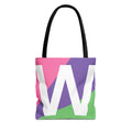 Monogram 'W' Colorblock Tote Bag — Personalized Initial W Shoulder Tote