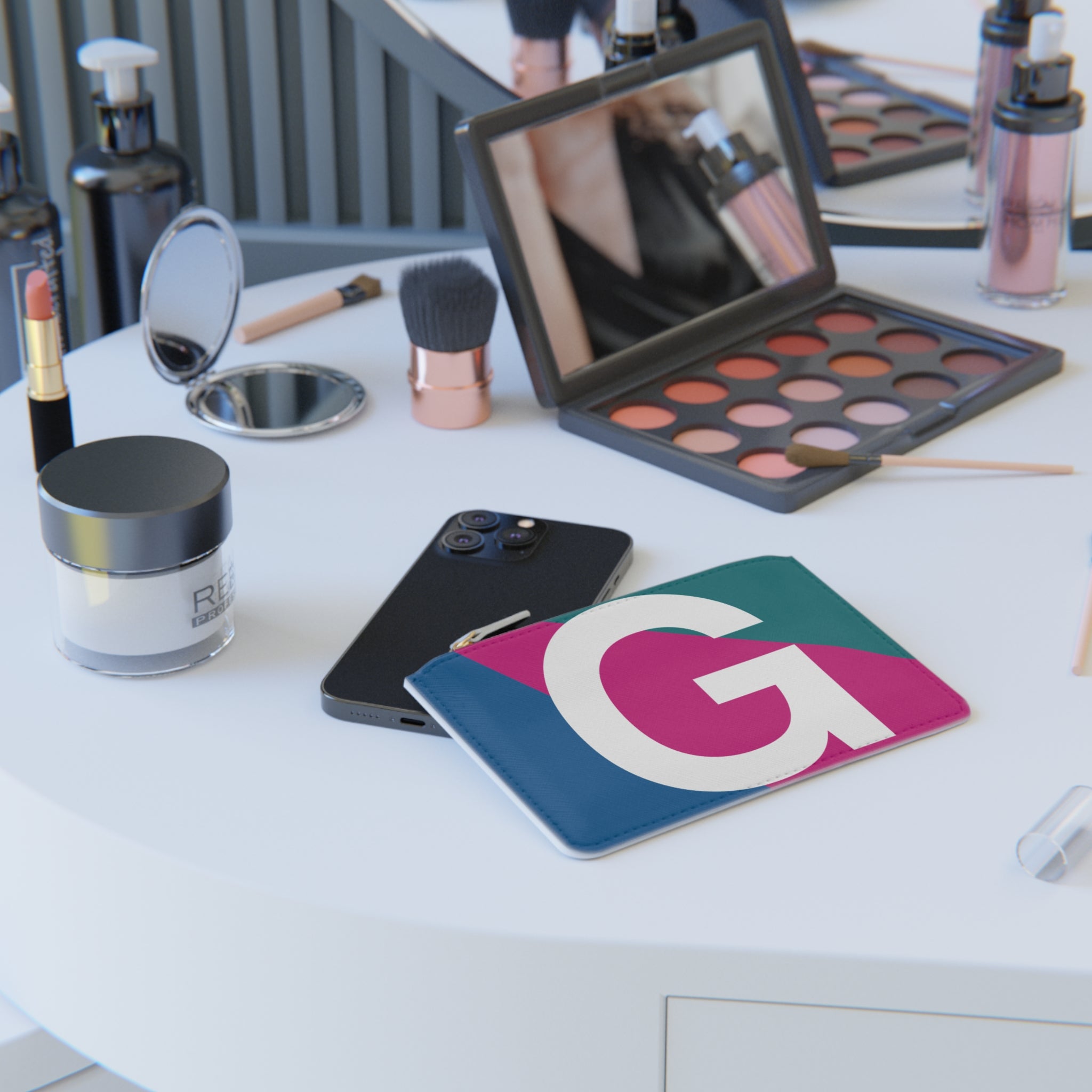 Initial G Mini Clutch — Colorblock Monogram Wristlet Wallet