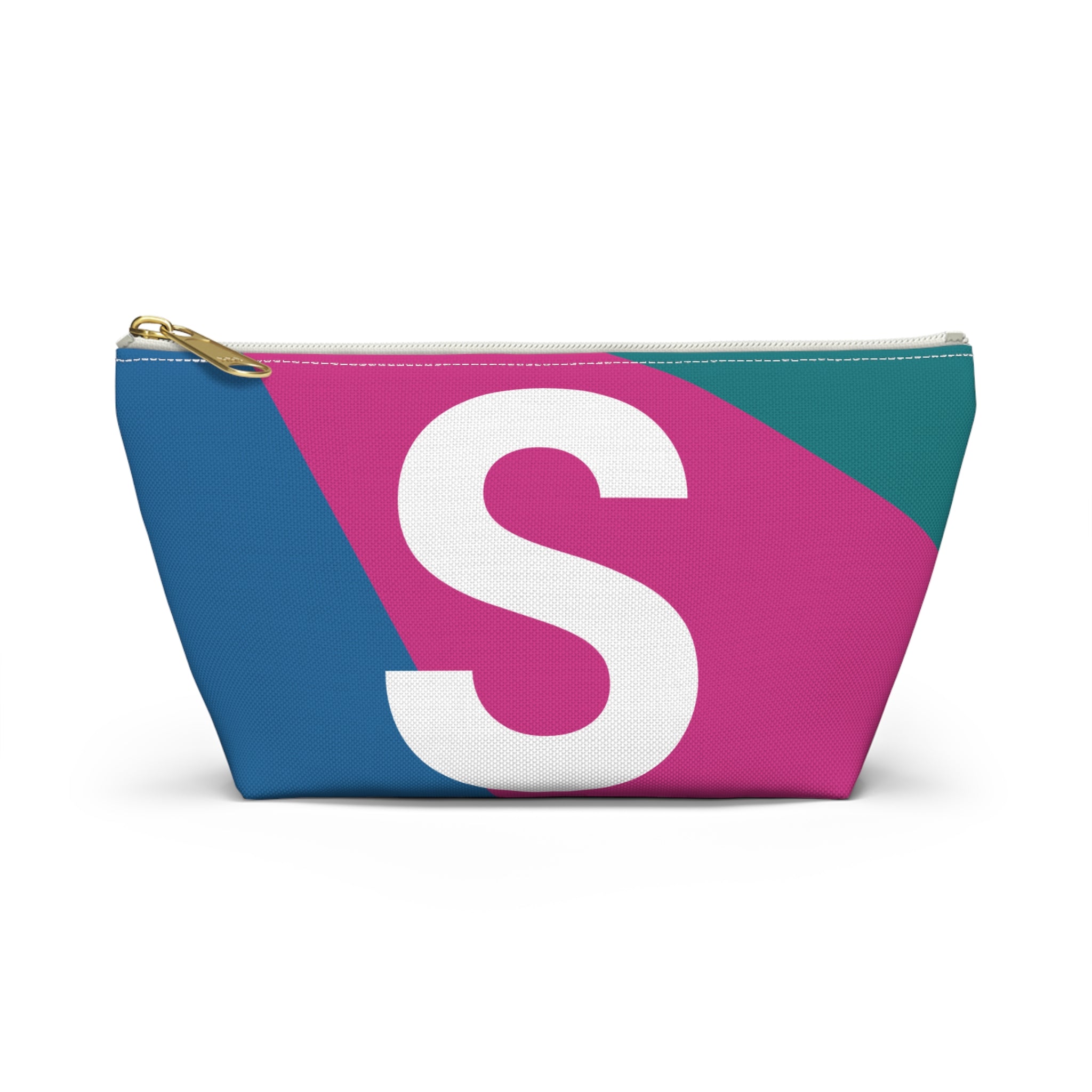 Initials Colorblock Accessory Pouch — Monogram S T-Bottom Cosmetic Bag