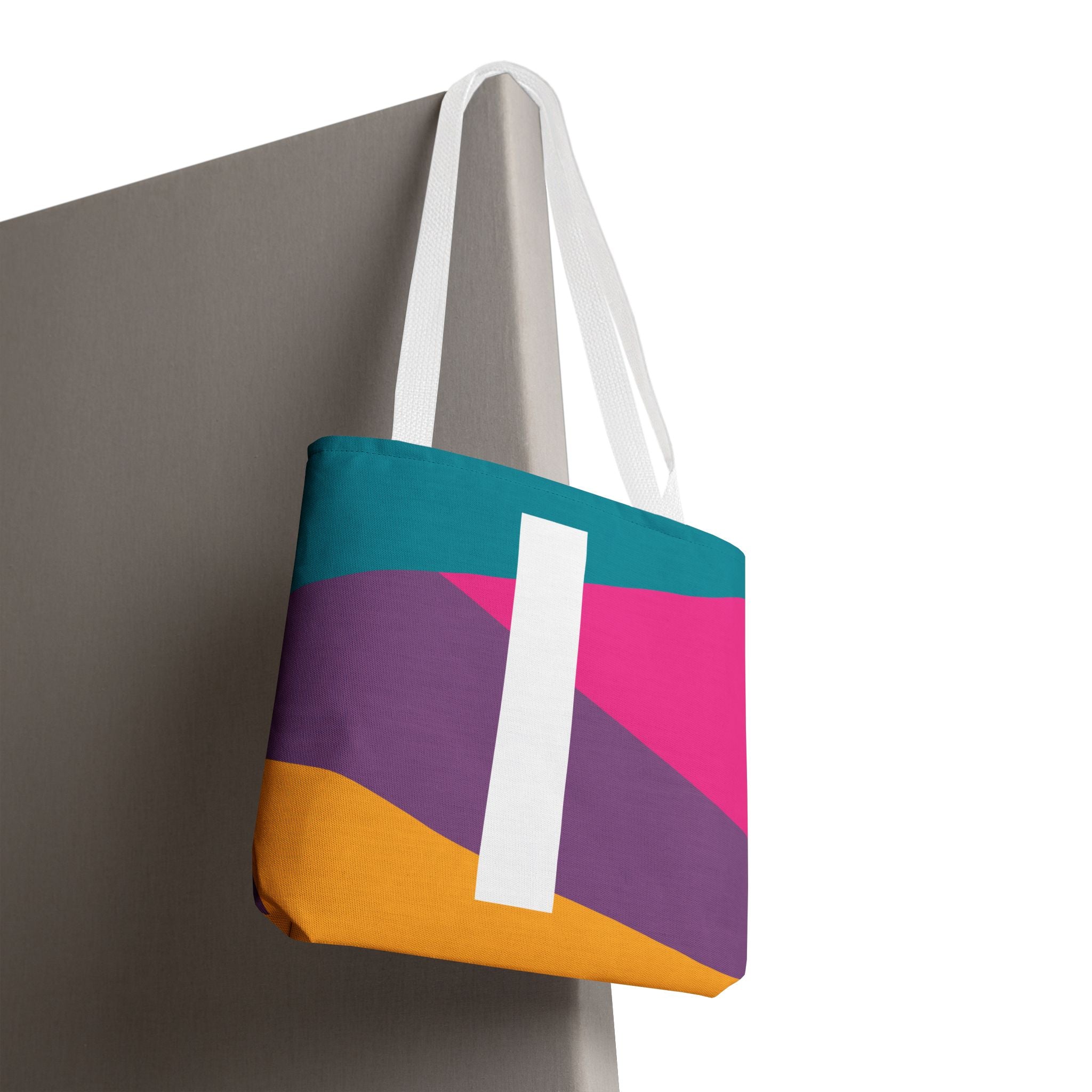 Monogram 'I' Colorblock Tote Bag — Personalized Initial I Shoulder Tote