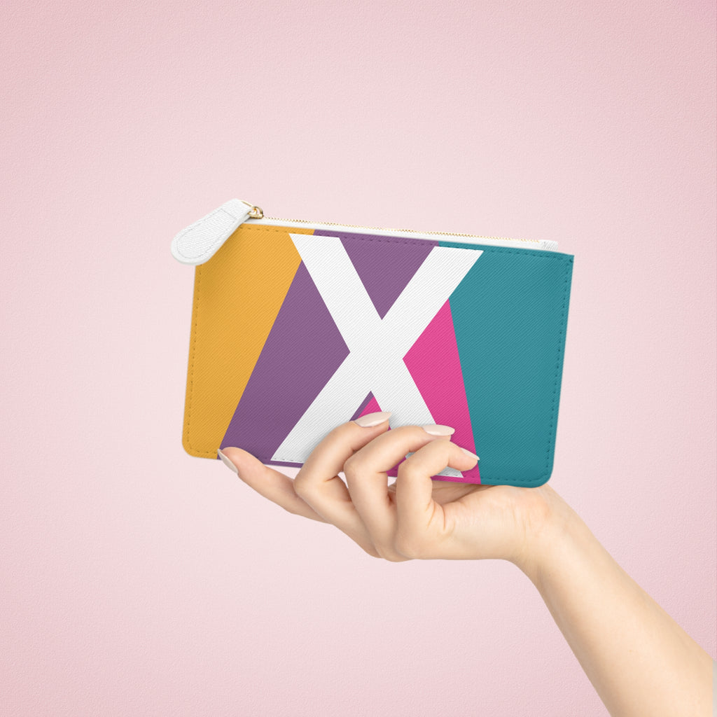 Initial X Mini Clutch — Colorblock Monogram Wristlet Wallet