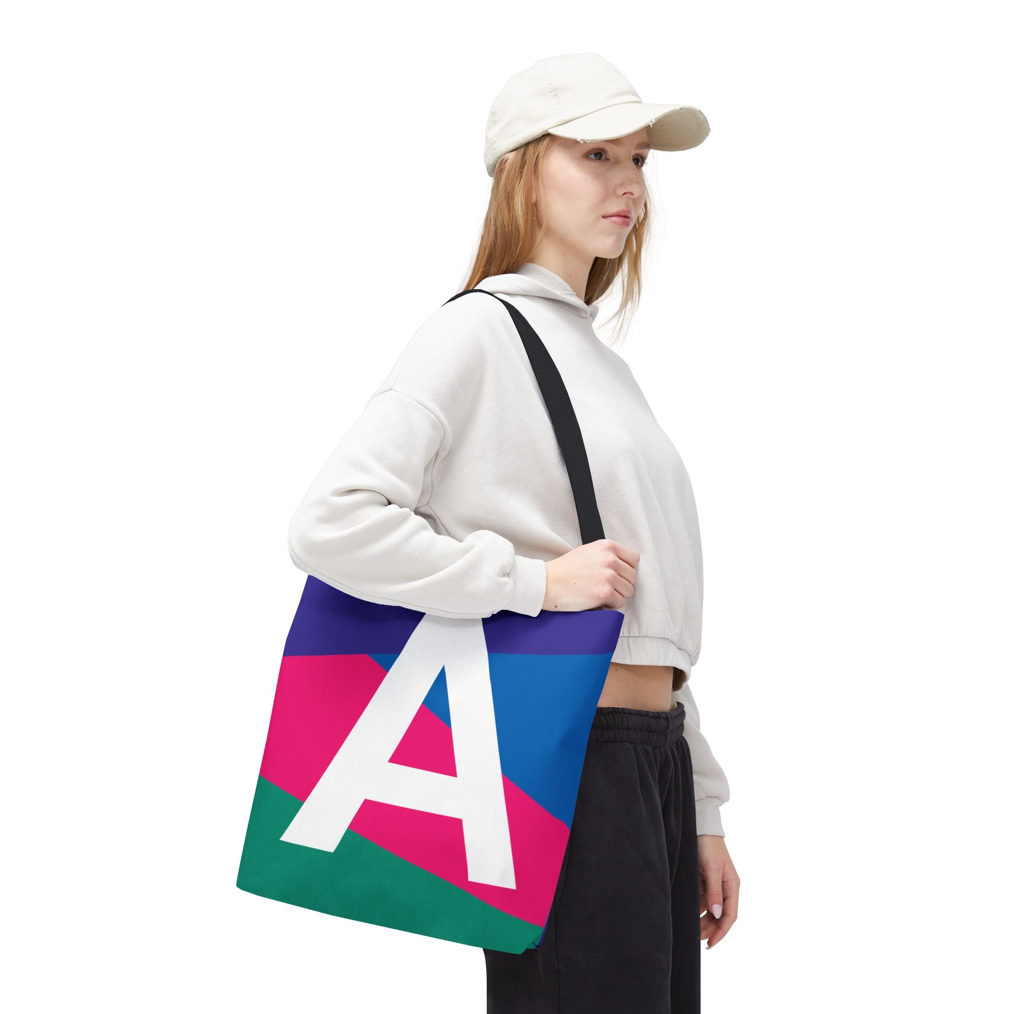 Monogram 'A' Colorblock Tote Bag — Personalized Initial A Shoulder Tote