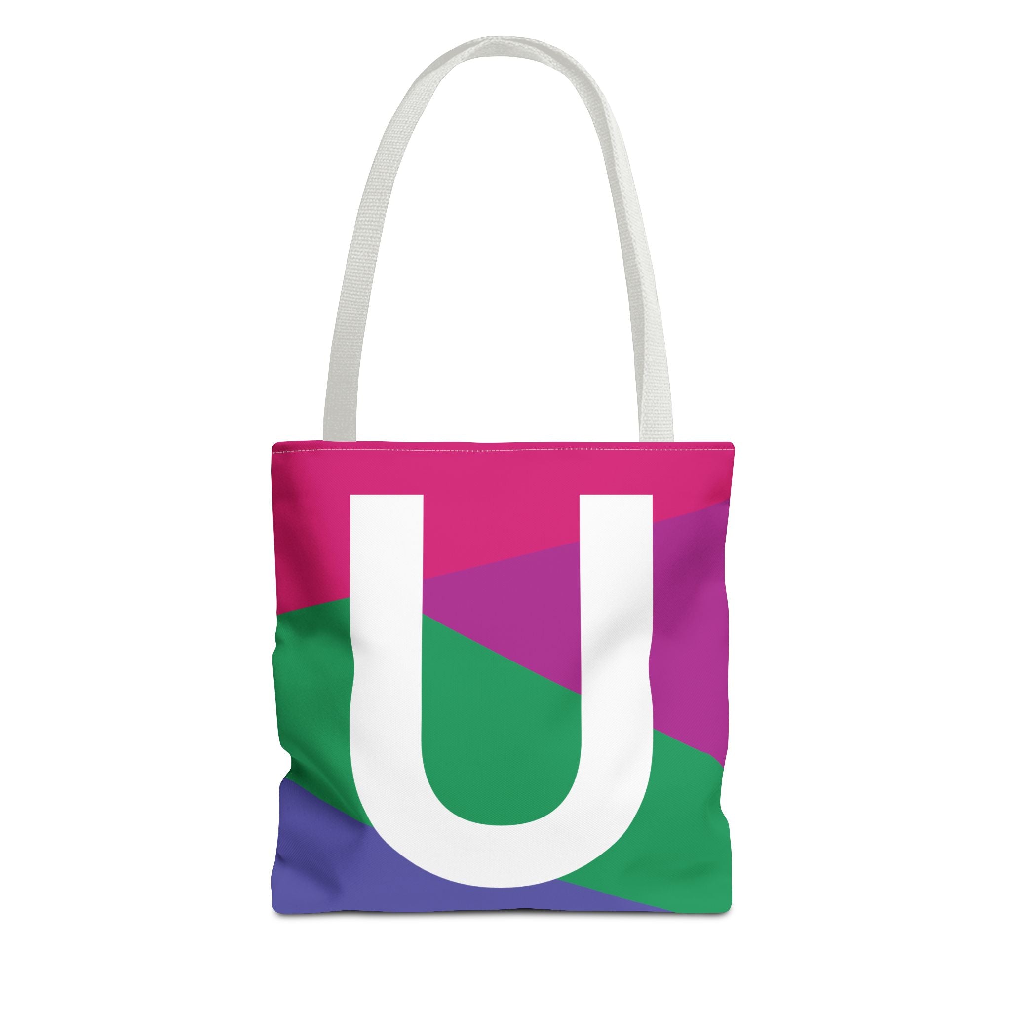 Monogram 'U' Colorblock Tote Bag — Personalized Initial U Shoulder Tote