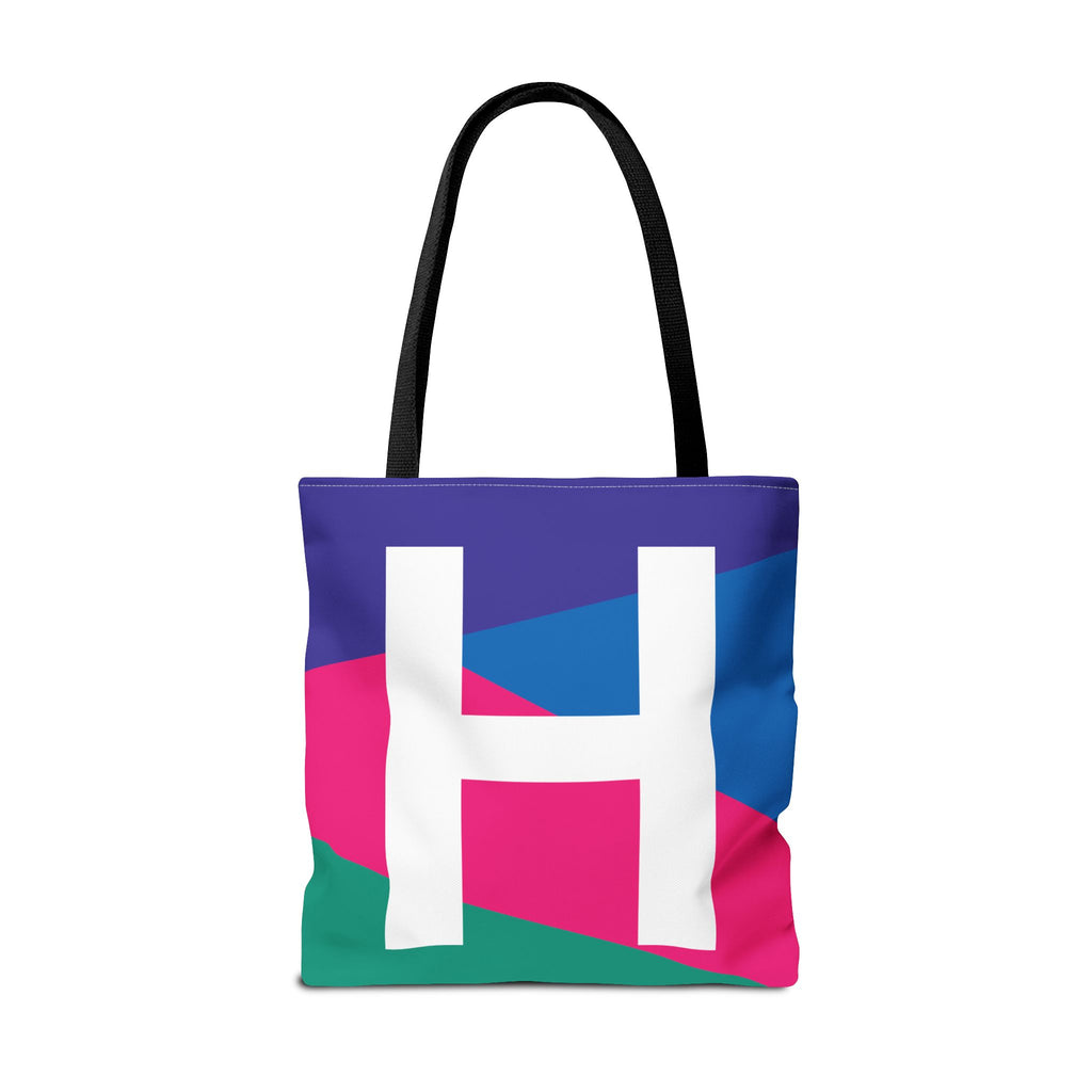 Monogram 'H' Colorblock Tote Bag — Personalized Initial H Shoulder Tote