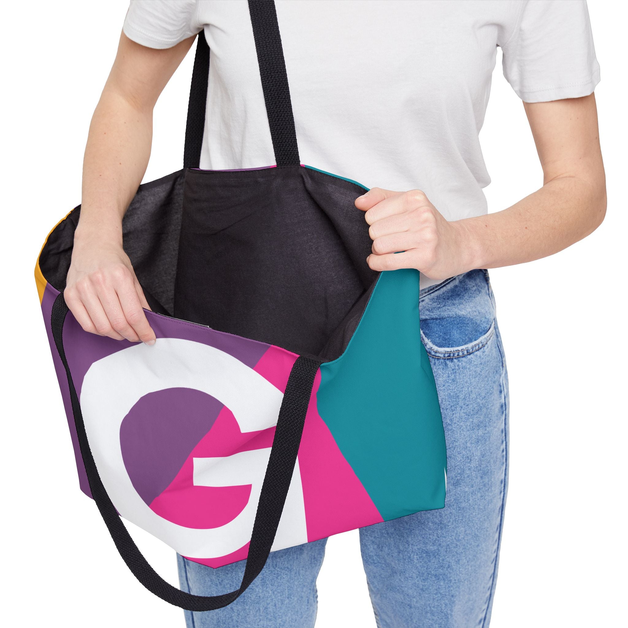 Personalized 'G' Colorblock Tote Bag — Monogram Weekender Tote