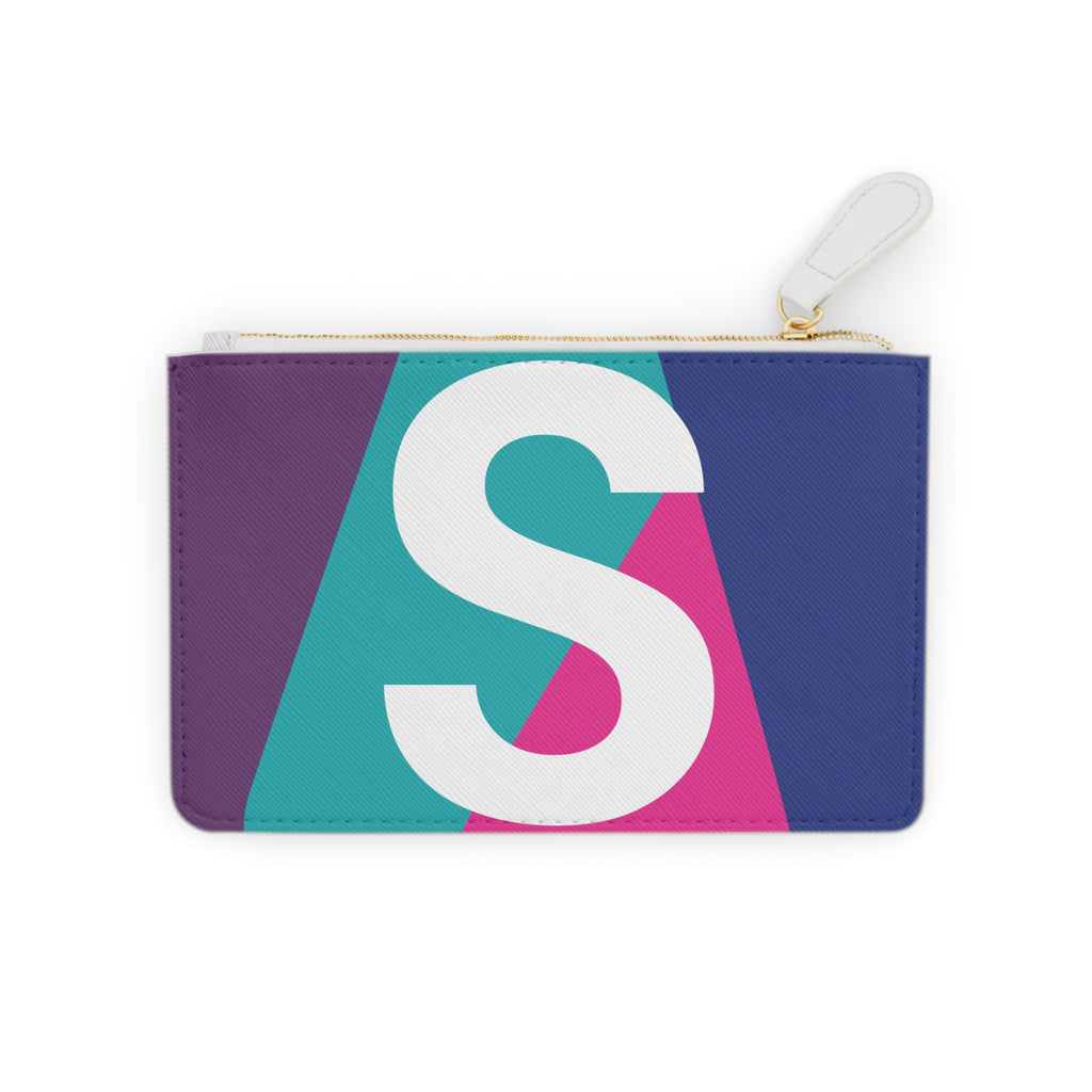 Initial S Mini Clutch — Colorblock Monogram Wristlet Wallet