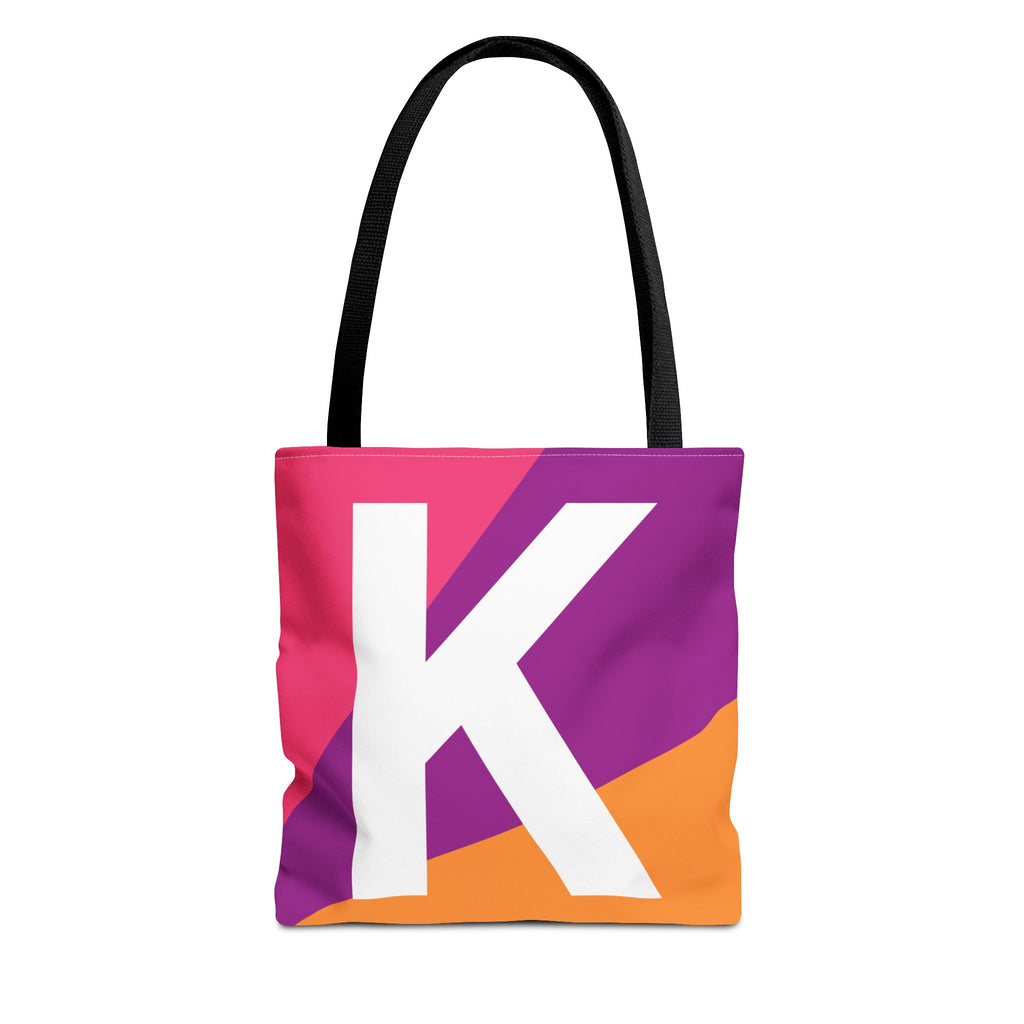 Monogram 'K' Colorblock Tote Bag — Personalized Initial K Shoulder Tote