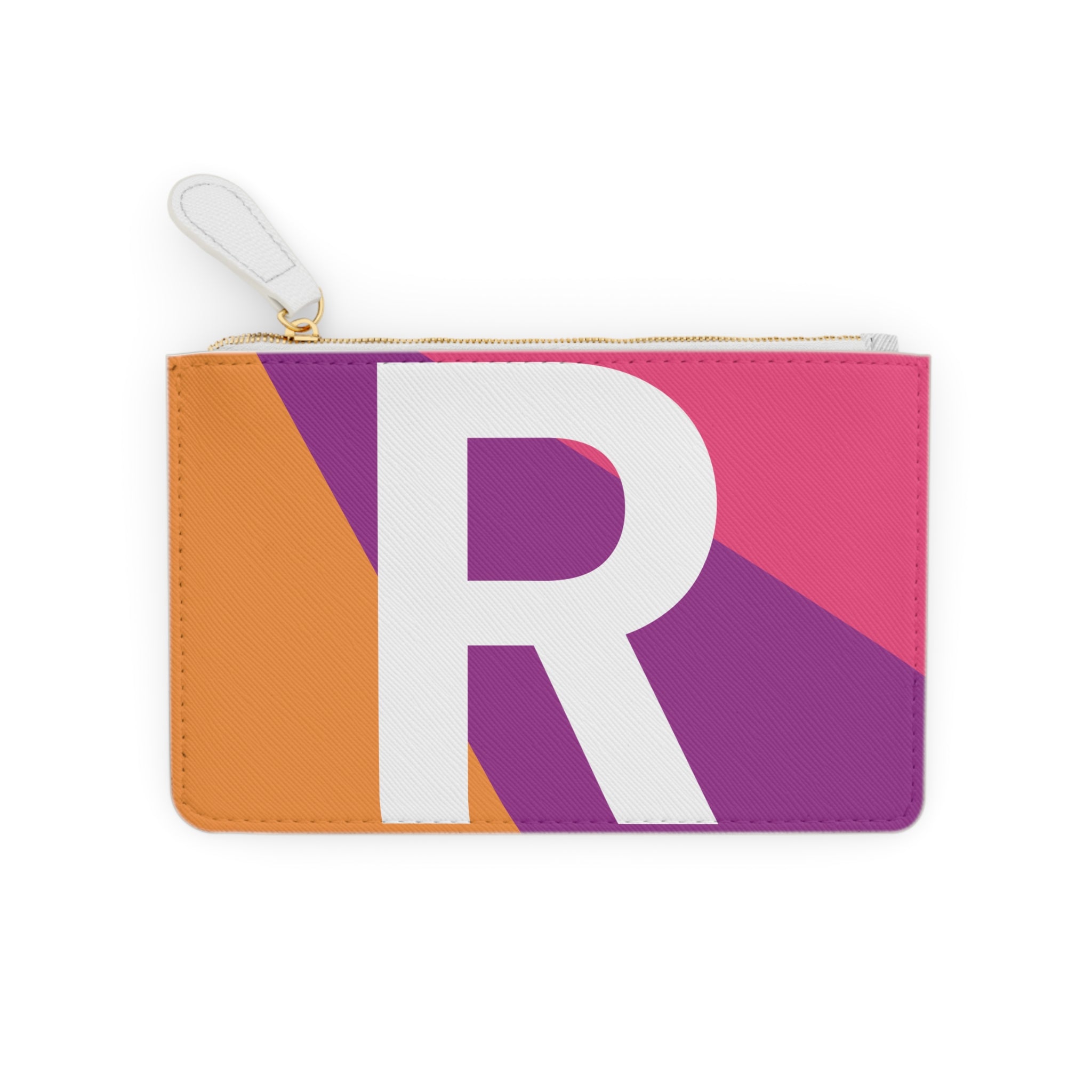 Initial R Mini Clutch — Colorblock Monogram Wristlet Wallet