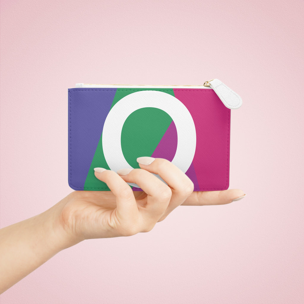 Initial O Mini Clutch — Colorblock Monogram Wristlet Wallet