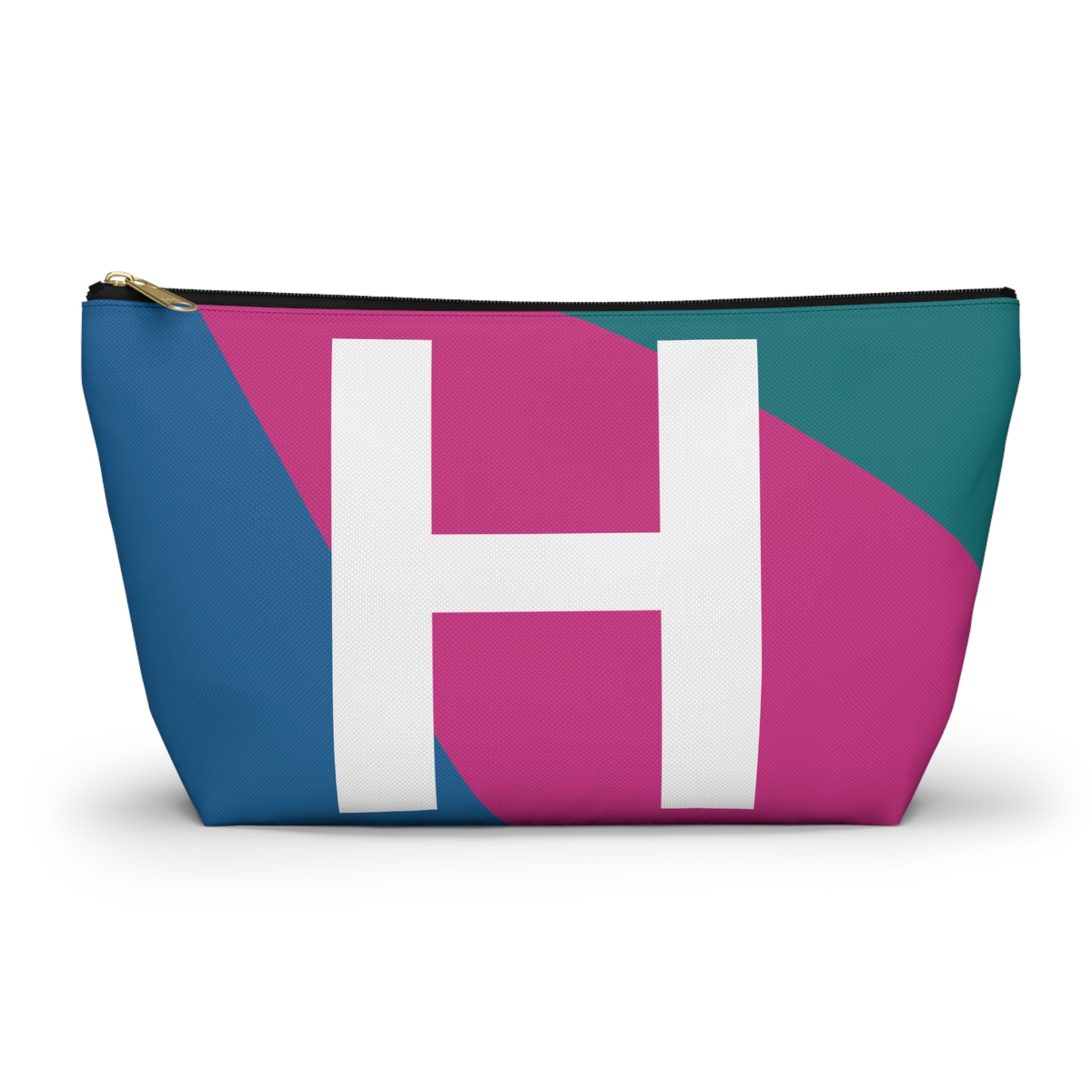 Initials Colorblock Accessory Pouch — Monogram H T-Bottom Cosmetic Bag