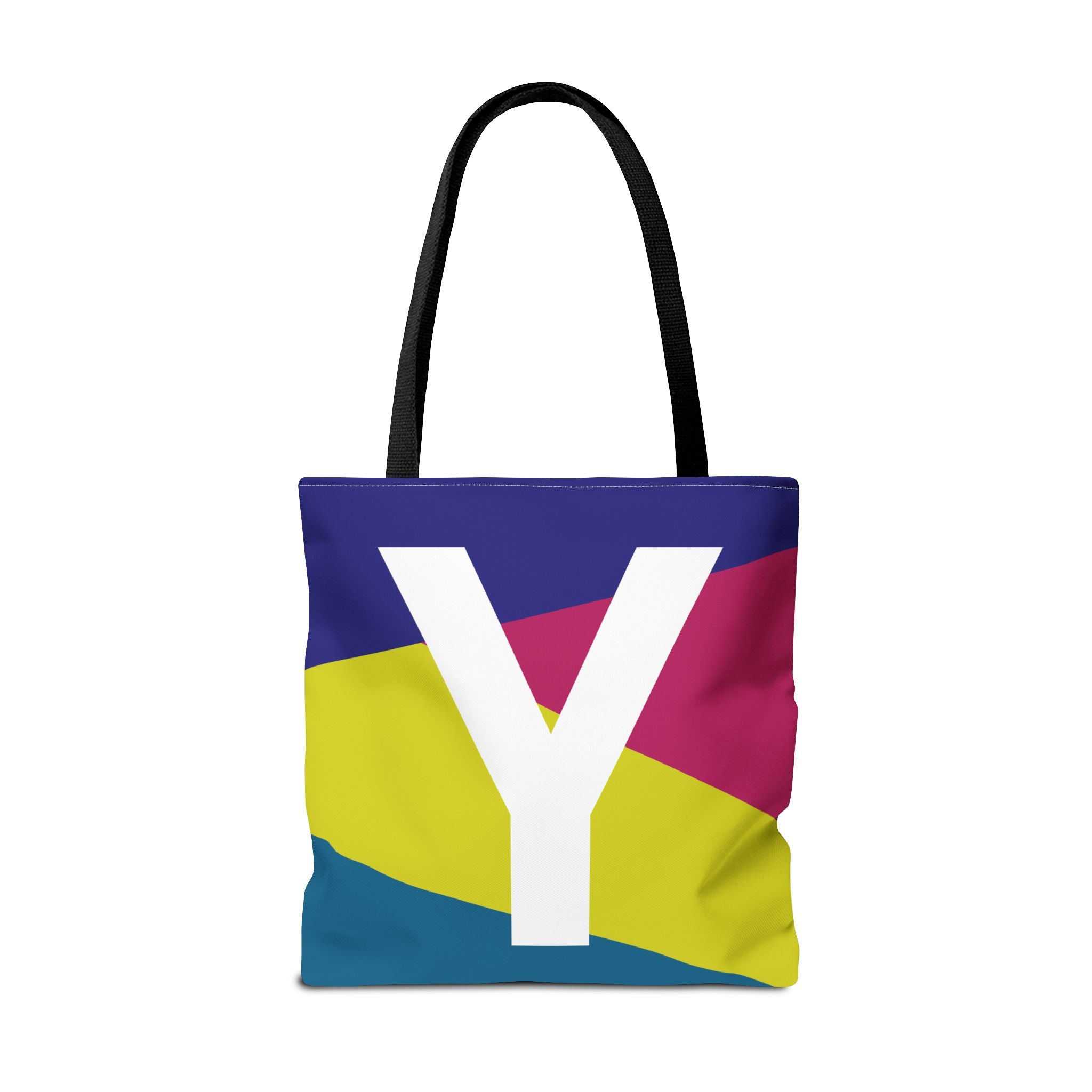 Monogram 'Y' Colorblock Tote Bag — Personalized Initial Y Shoulder Tote
