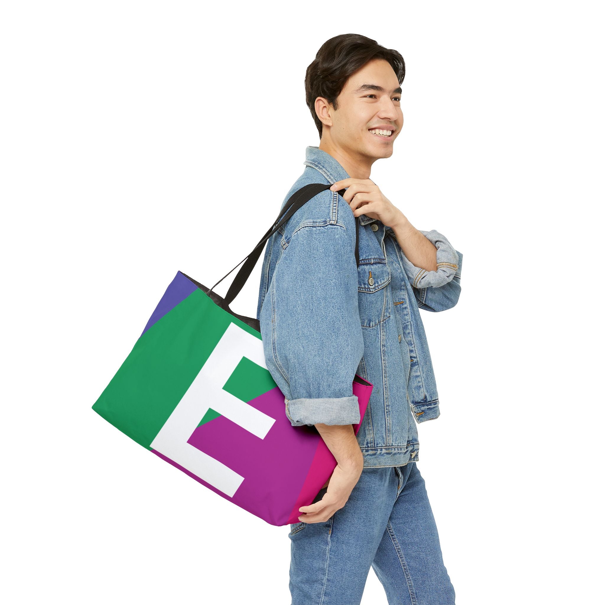 Personalized 'E' Colorblock Tote Bag — Monogram Weekender Tote