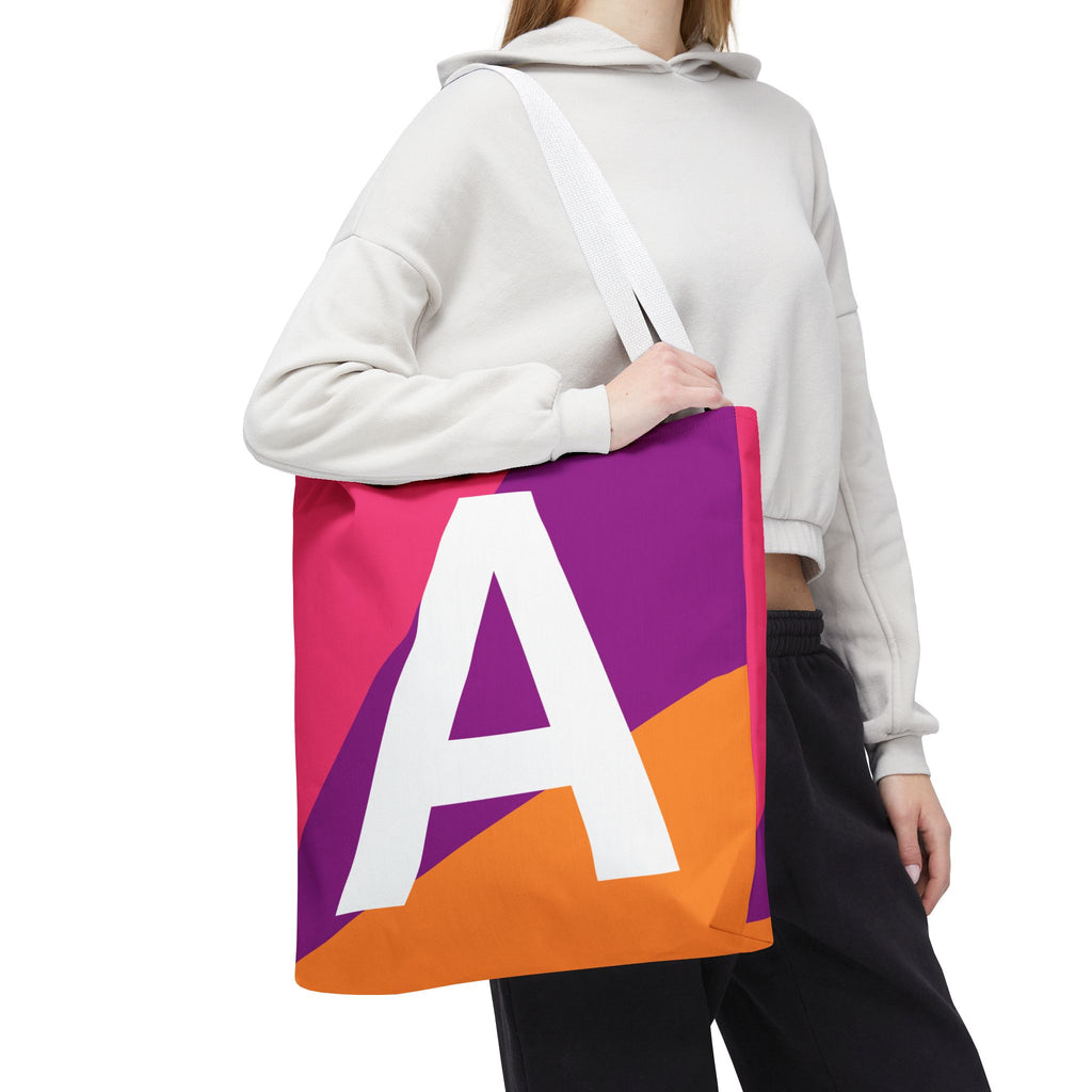 Monogram 'A' Colorblock Tote Bag — Personalized Initial A Shoulder Tote