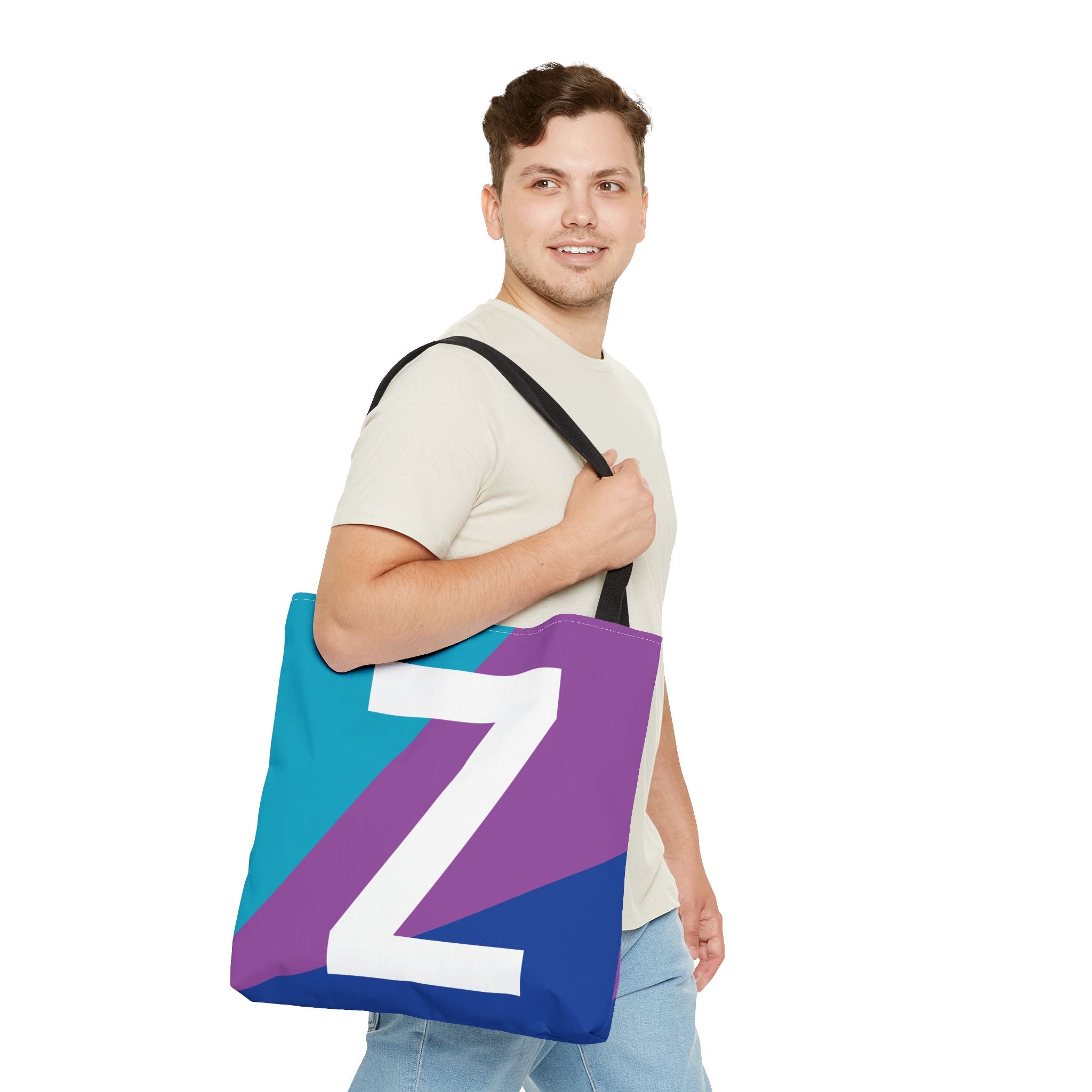 Monogram 'Z' Colorblock Tote Bag — Personalized Initial Z Shoulder Tote