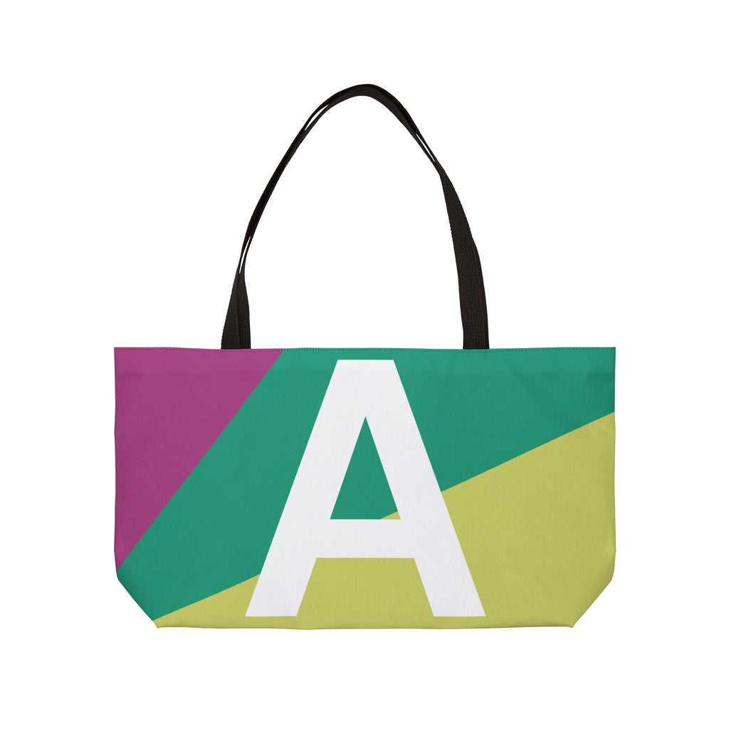 Personalized 'A' Colorblock Tote Bag — Monogram Weekender Tote
