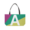 Personalized 'A' Colorblock Tote Bag — Monogram Weekender Tote