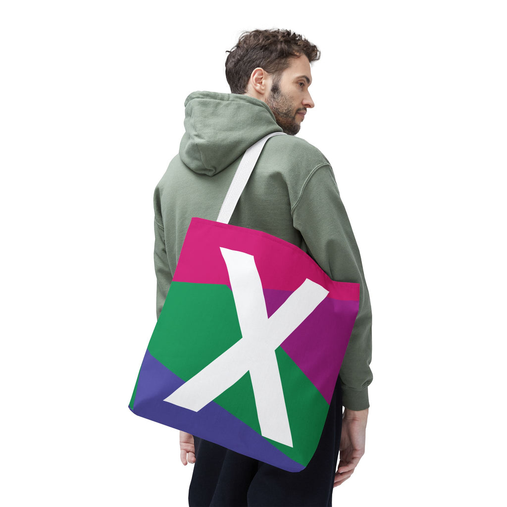 Monogram 'X' Colorblock Tote Bag — Personalized Initial X Shoulder Tote