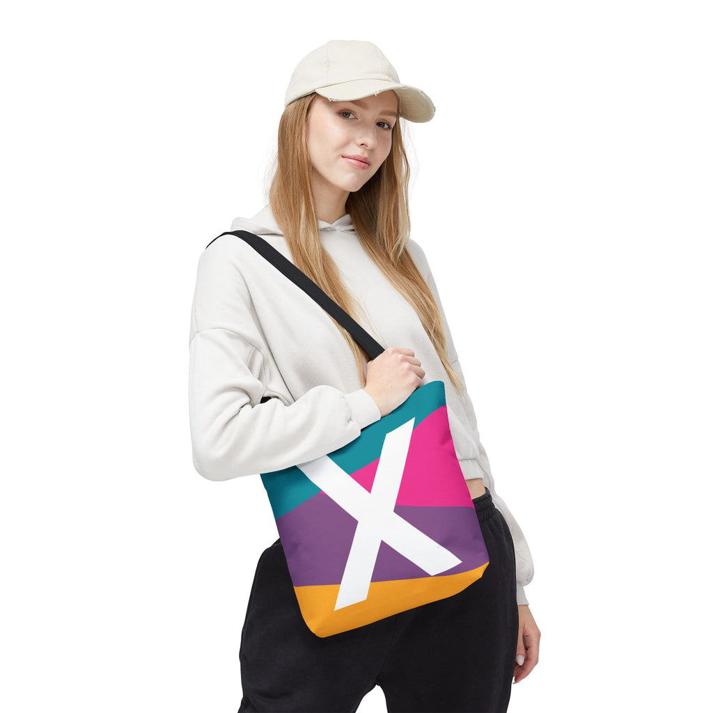 Monogram 'X' Colorblock Tote Bag — Personalized Initial X Shoulder Tote