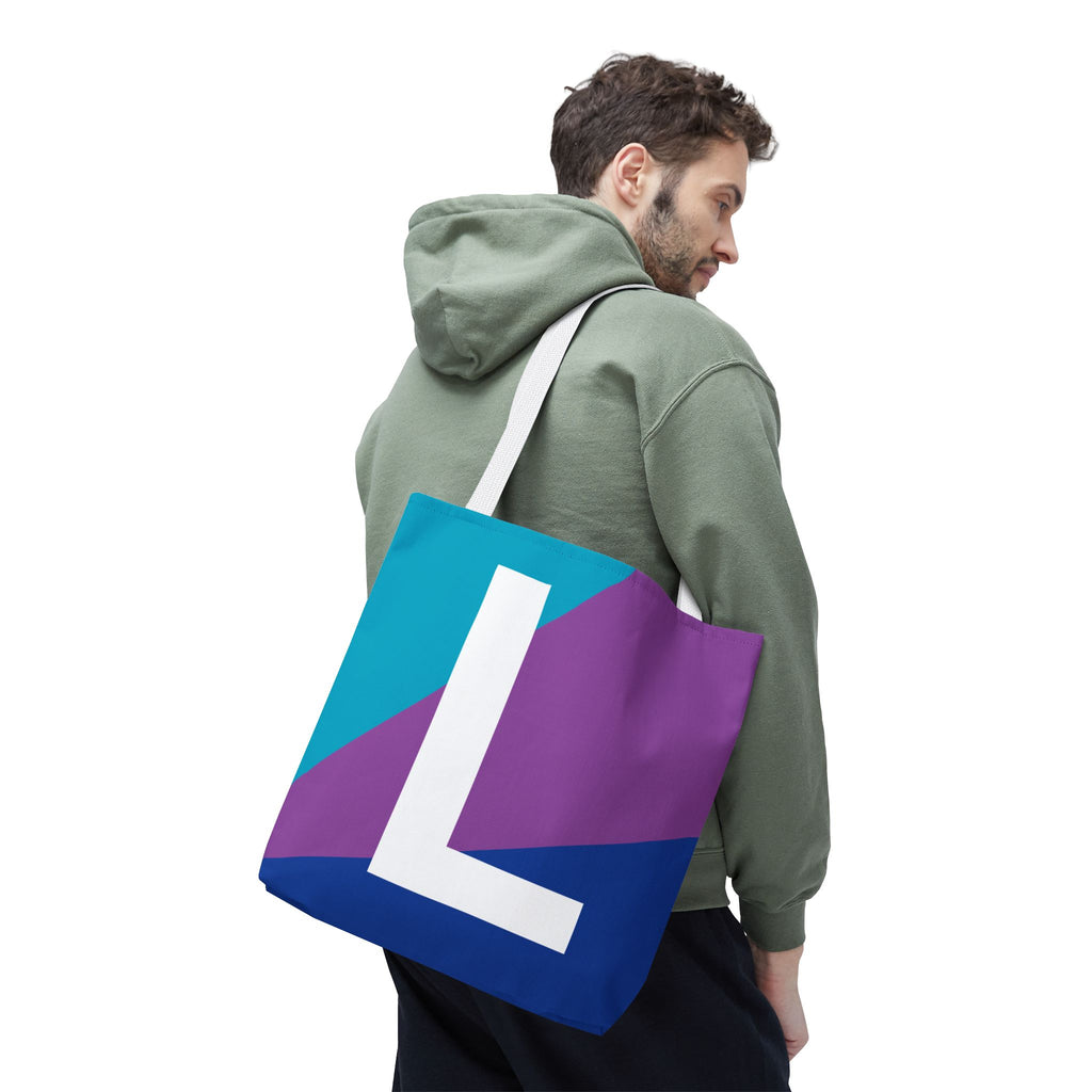 Monogram 'L' Colorblock Tote Bag — Personalized Initial L Shoulder Tote