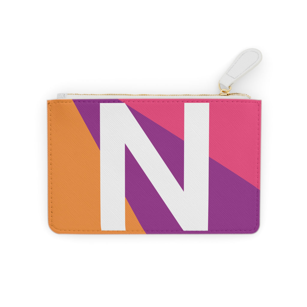 Initial N Mini Clutch — Colorblock Monogram Wristlet Wallet