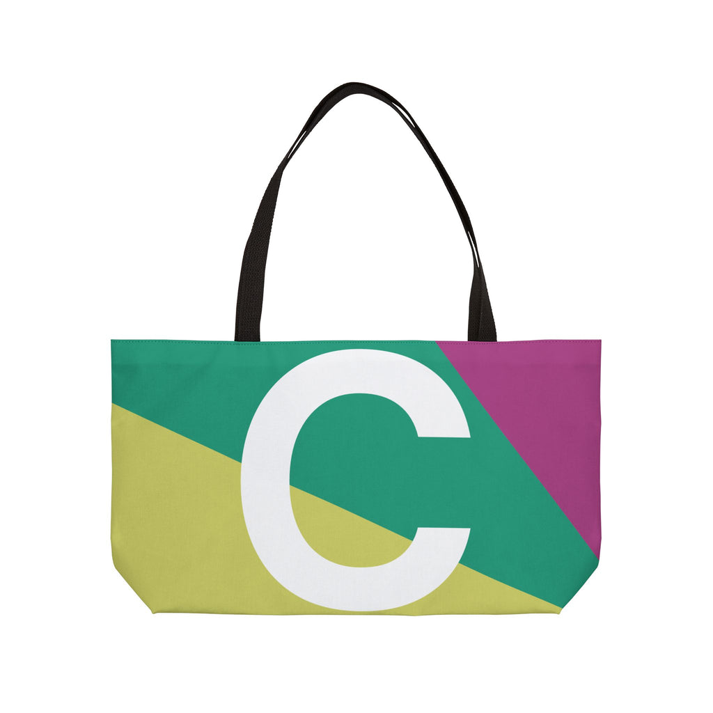 Personalized 'C' Colorblock Tote Bag — Monogram Weekender Tote