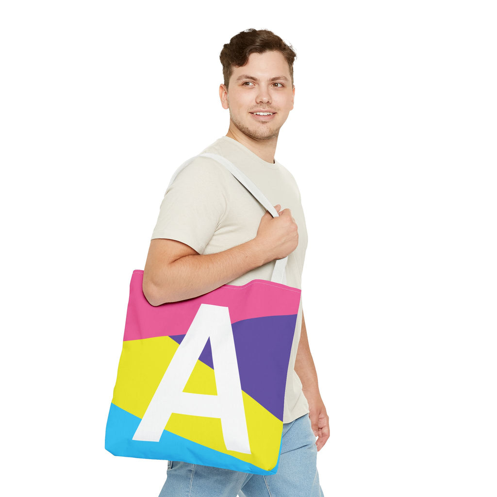 Monogram 'A' Colorblock Tote Bag — Personalized Initial A Shoulder Tote