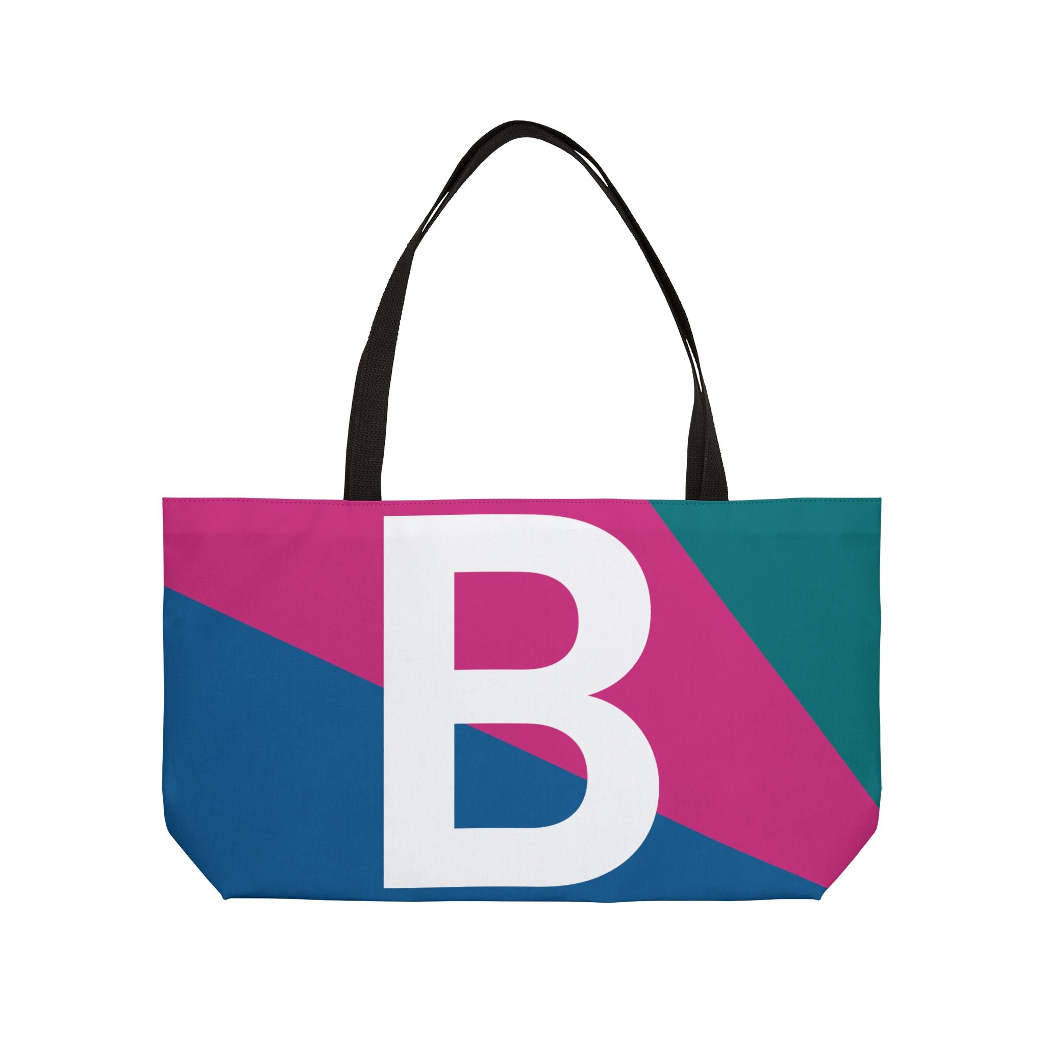 Personalized 'B' Colorblock Tote Bag — Monogram Weekender Tote