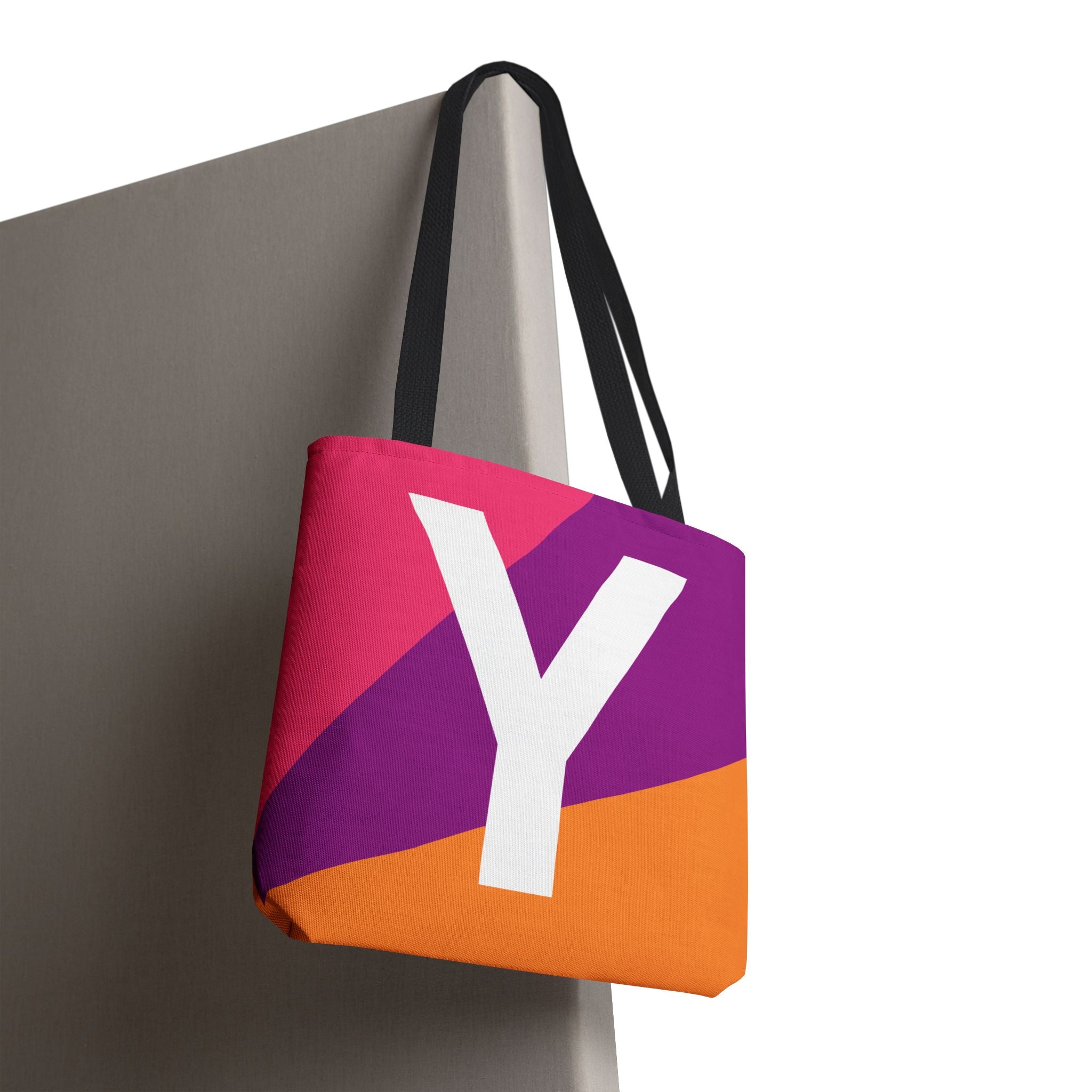 Monogram 'Y' Colorblock Tote Bag — Personalized Initial Y Shoulder Tote