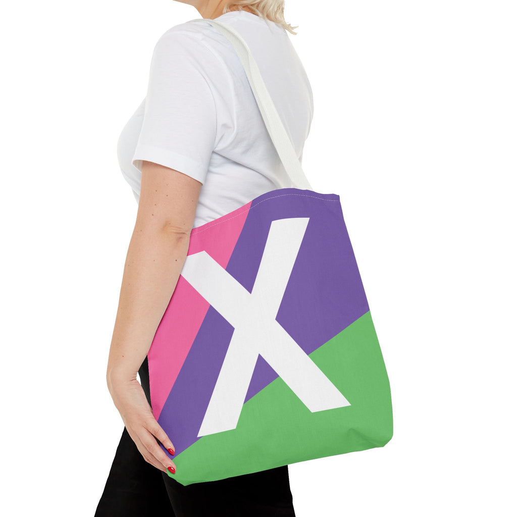 Monogram 'X' Colorblock Tote Bag — Personalized Initial X Shoulder Tote