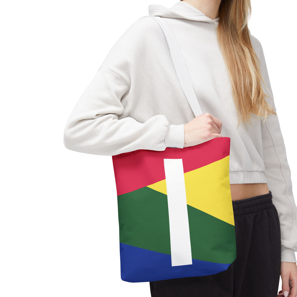 Monogram 'I' Colorblock Tote Bag — Personalized Initial I Shoulder Tote