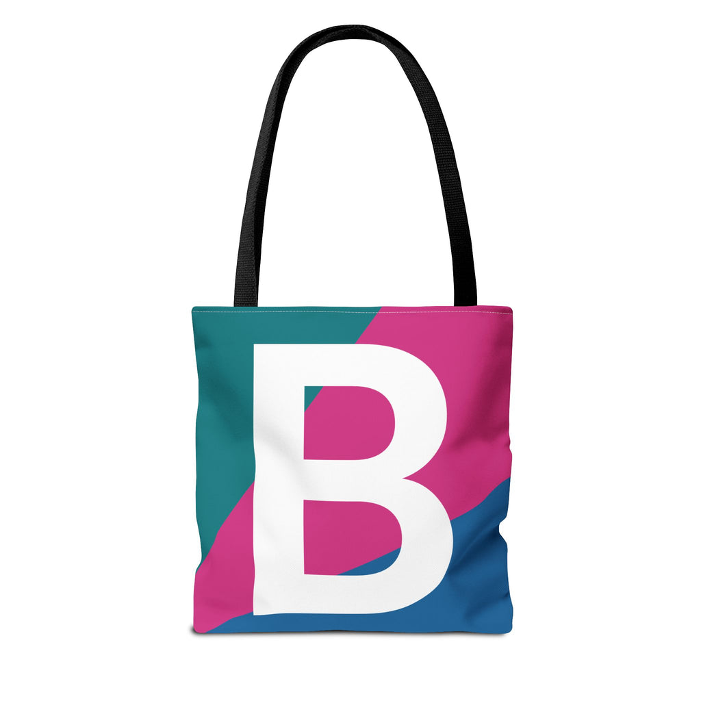 Monogram 'B' Colorblock Tote Bag — Personalized Initial B Shoulder Tote